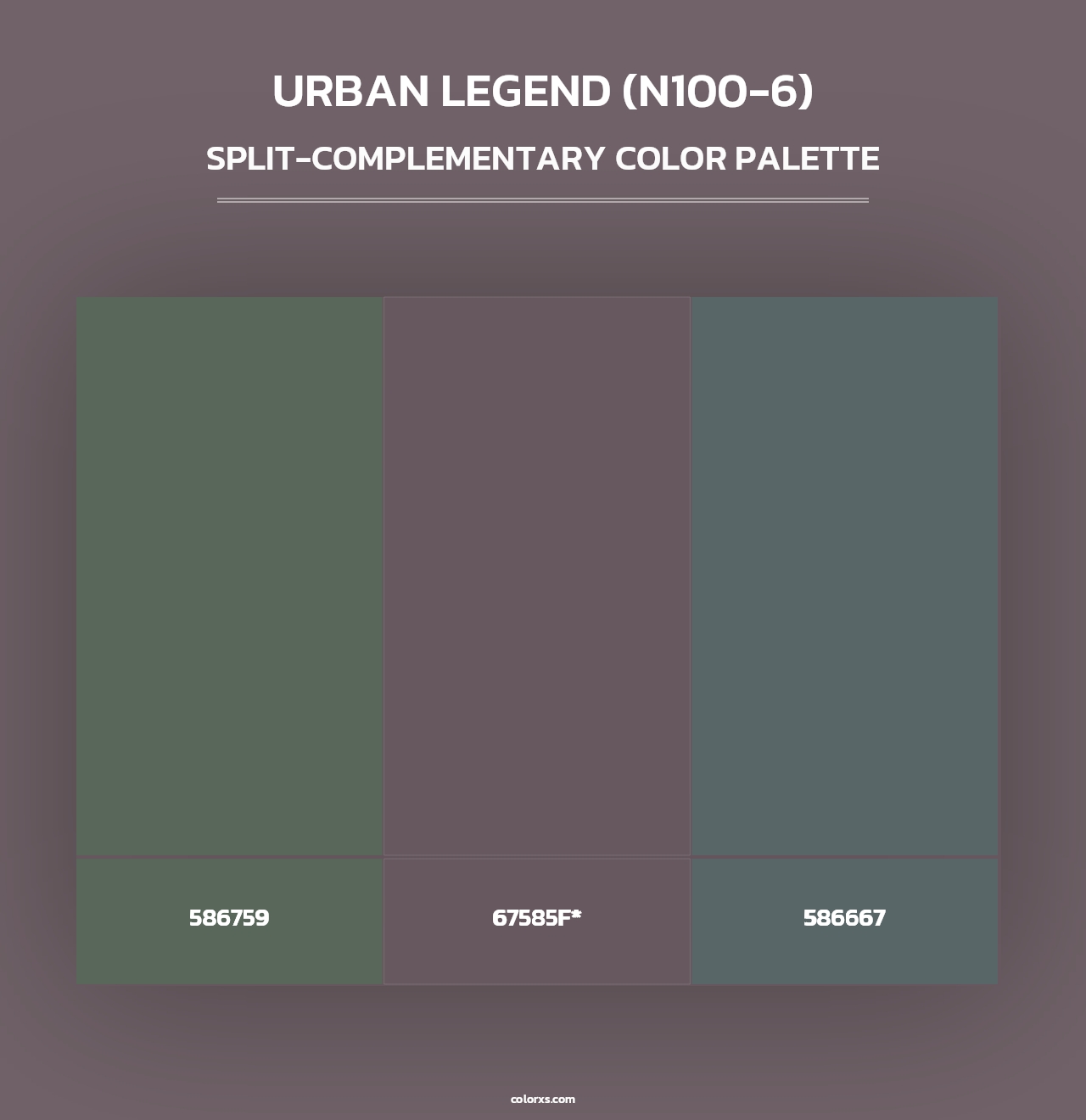 Urban Legend (N100-6) - Split-Complementary Color Palette