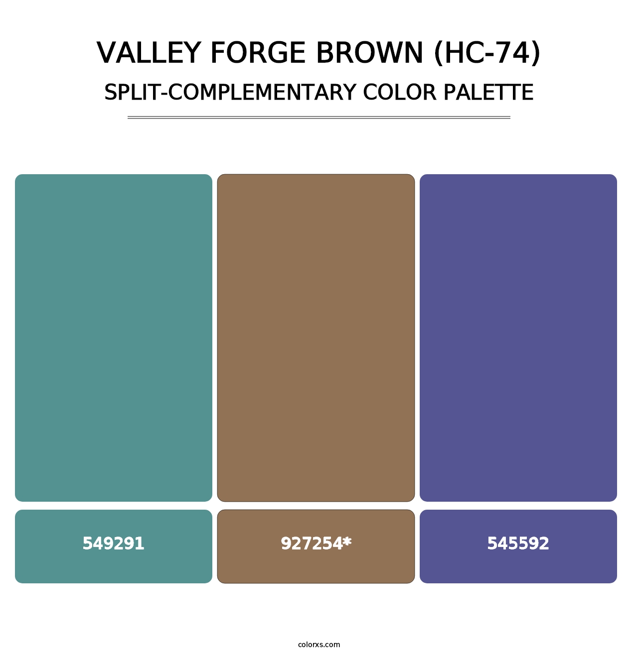 Valley Forge Brown (HC-74) - Split-Complementary Color Palette