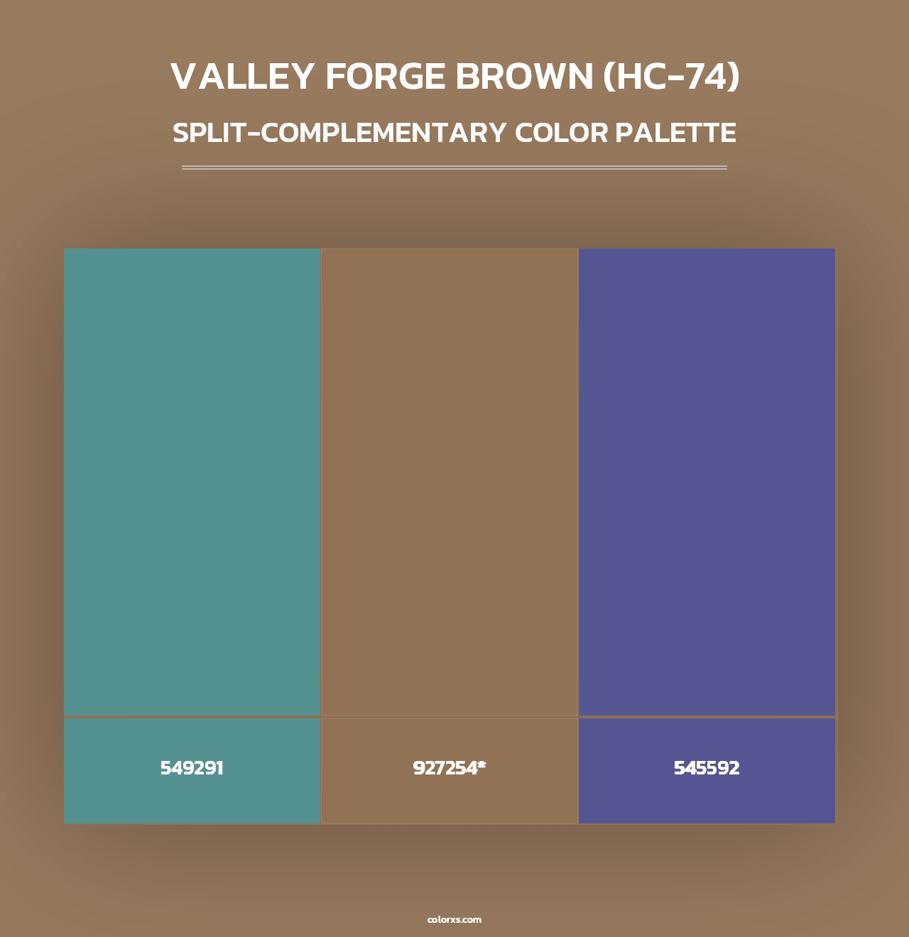 Valley Forge Brown (HC-74) - Split-Complementary Color Palette
