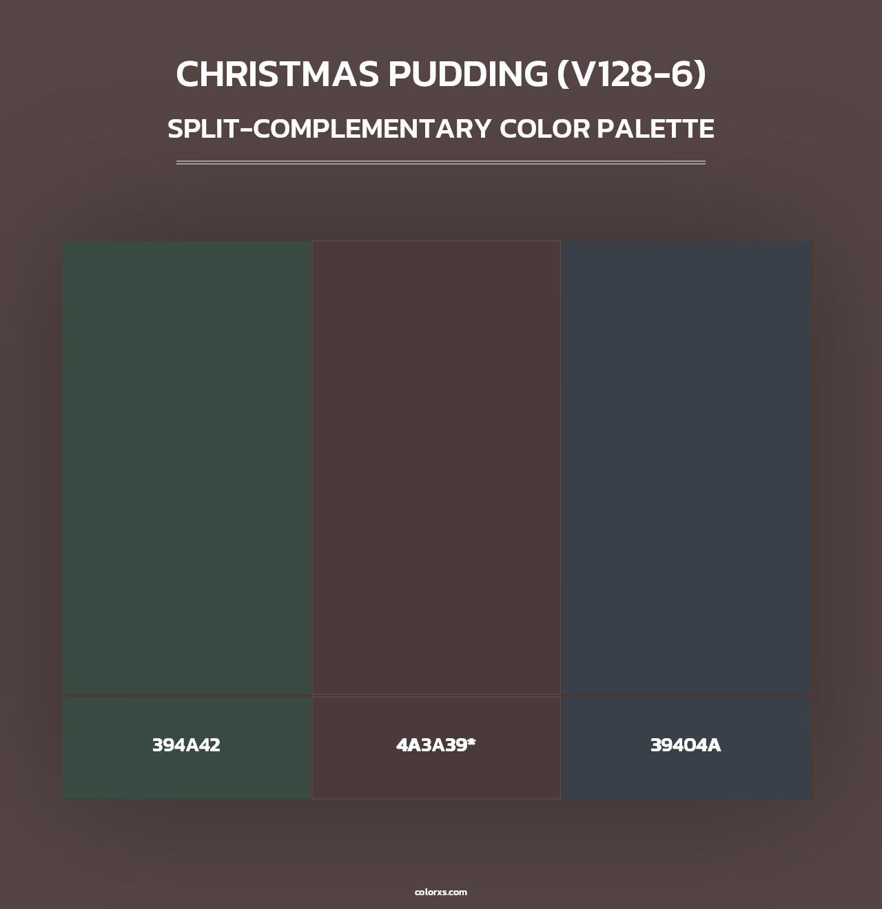 Christmas Pudding (V128-6) - Split-Complementary Color Palette