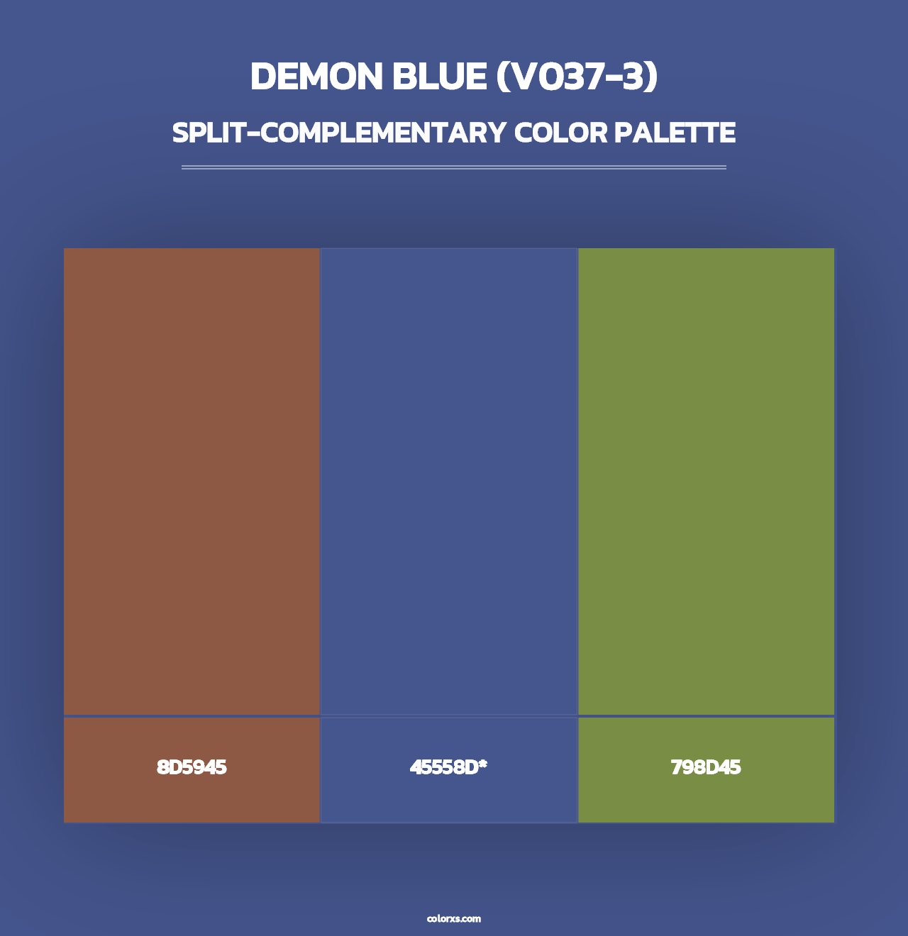 Demon Blue (V037-3) - Split-Complementary Color Palette