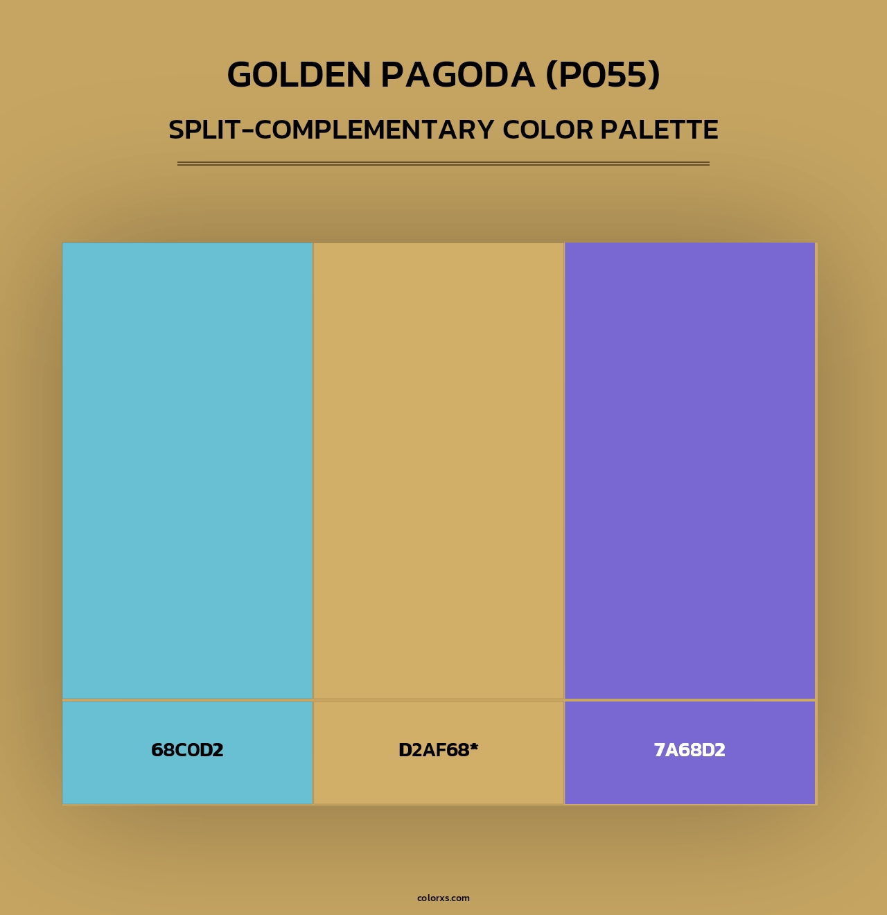 Golden Pagoda (P055) - Split-Complementary Color Palette