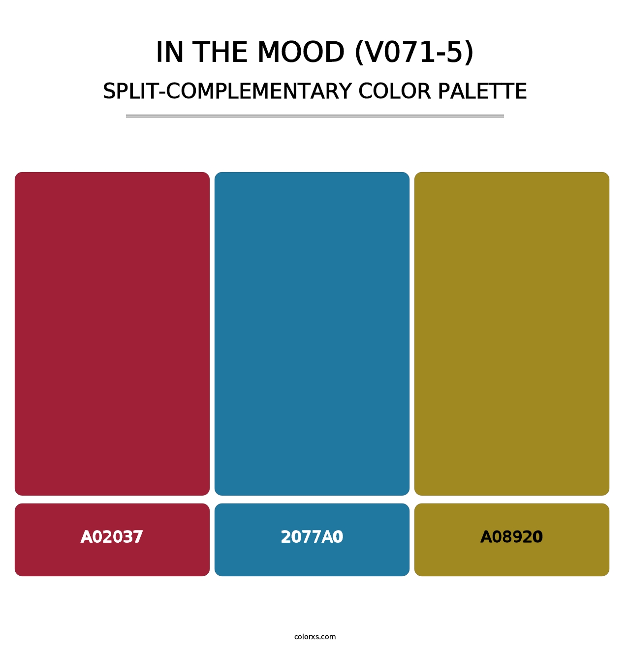 In the Mood (V071-5) - Split-Complementary Color Palette