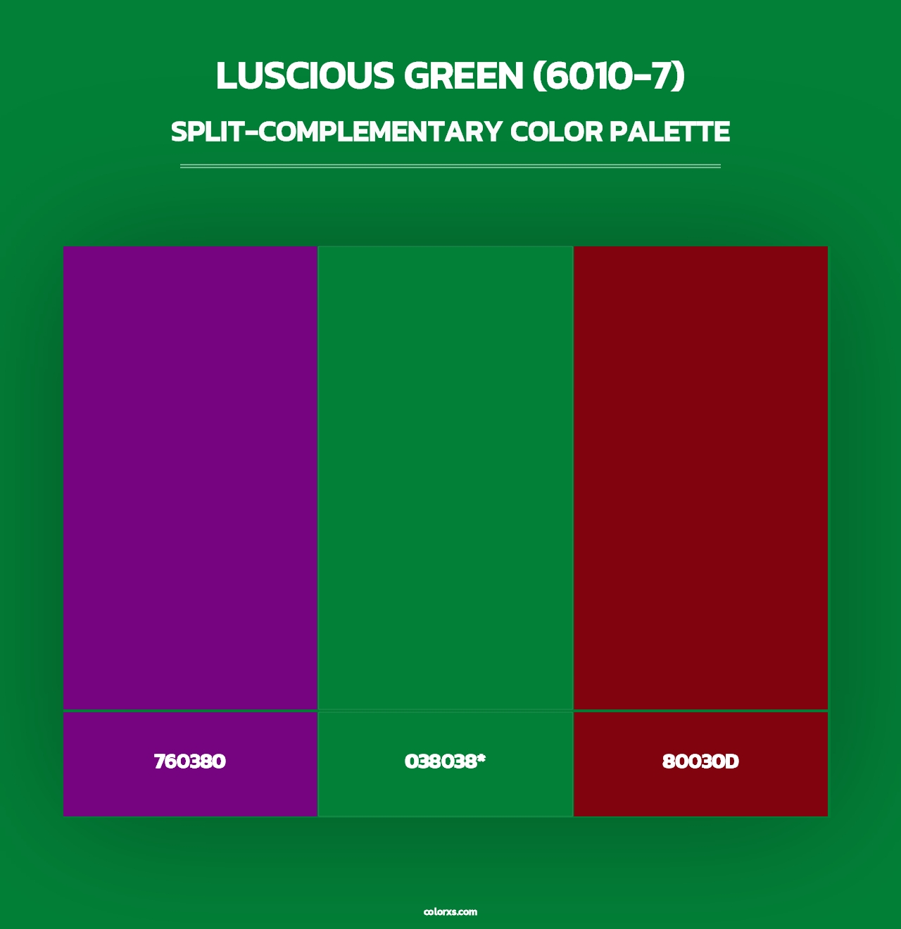 Luscious Green (6010-7) - Split-Complementary Color Palette