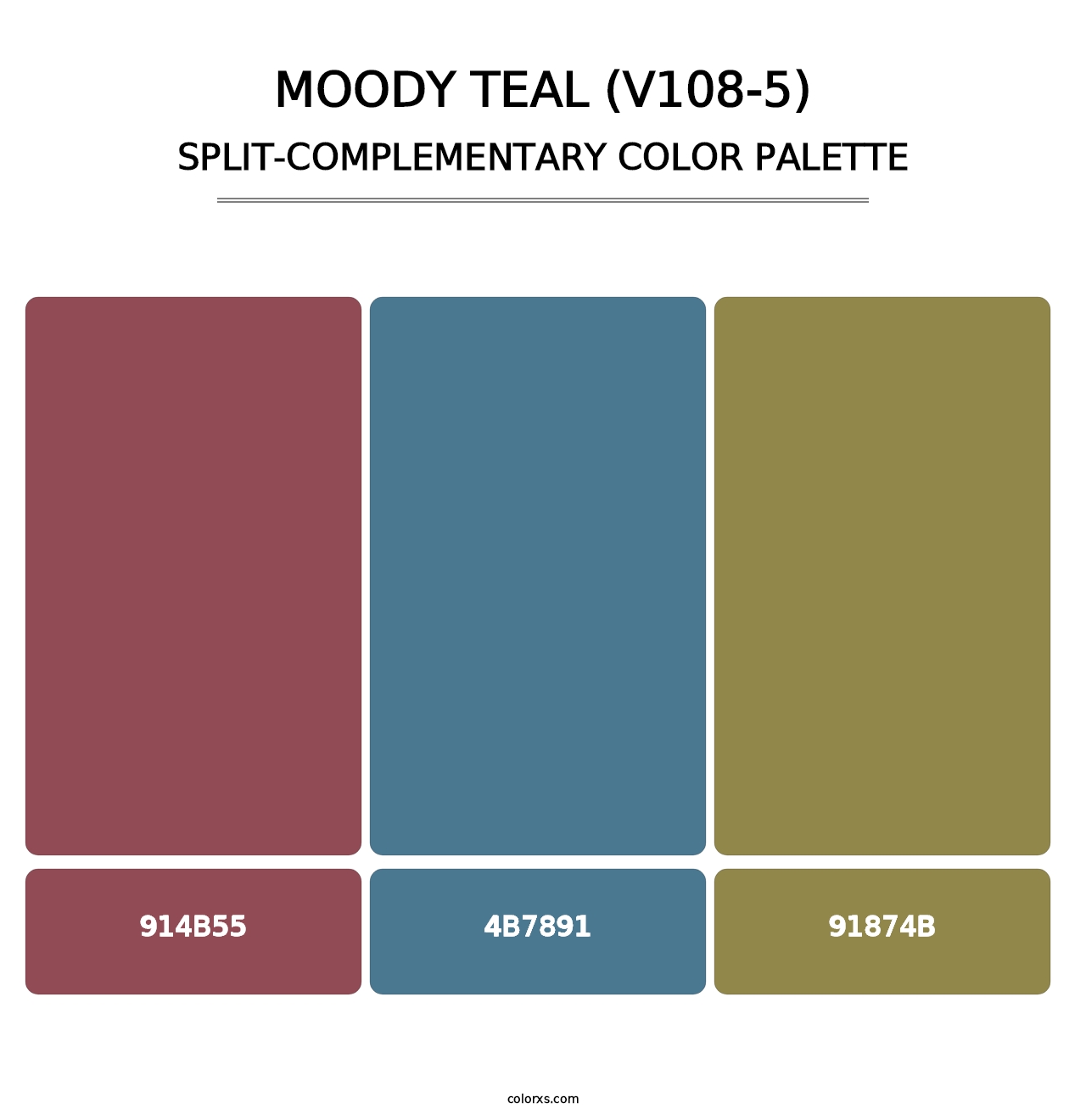 Moody Teal (V108-5) - Split-Complementary Color Palette