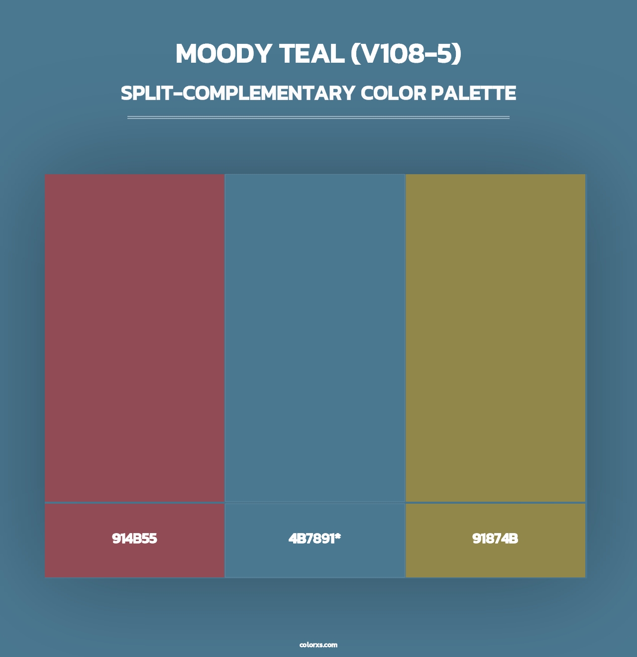 Moody Teal (V108-5) - Split-Complementary Color Palette