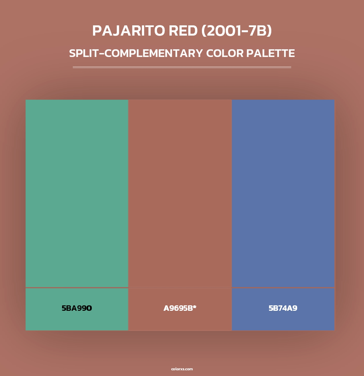 Pajarito Red (2001-7B) - Split-Complementary Color Palette