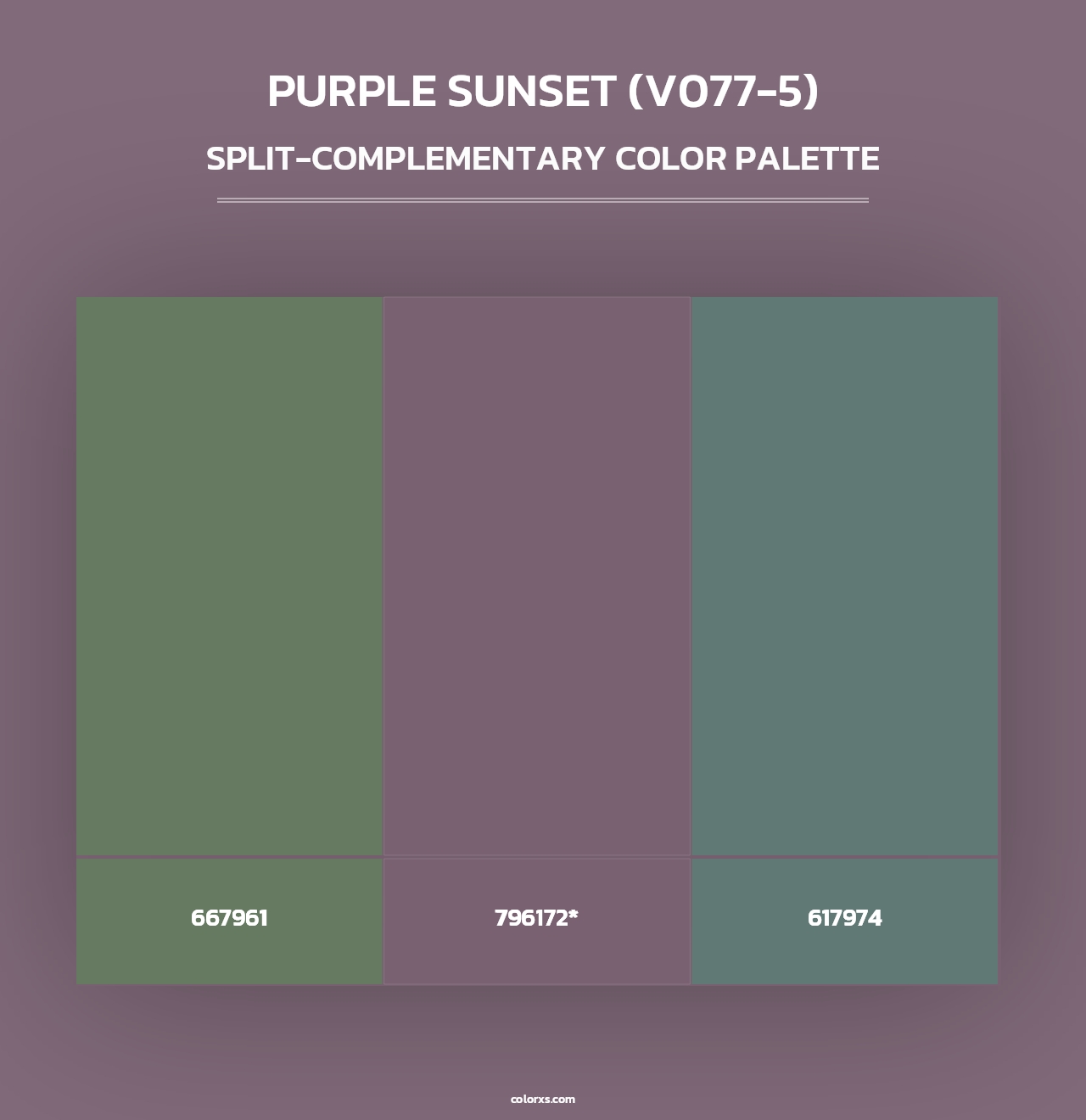 Purple Sunset (V077-5) - Split-Complementary Color Palette