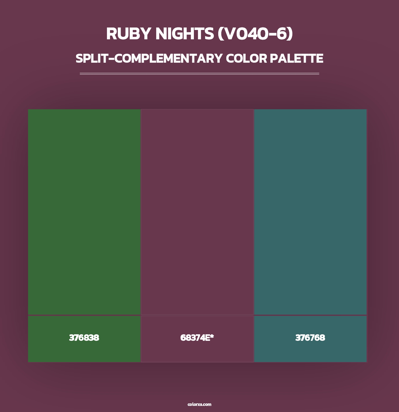 Ruby Nights (V040-6) - Split-Complementary Color Palette