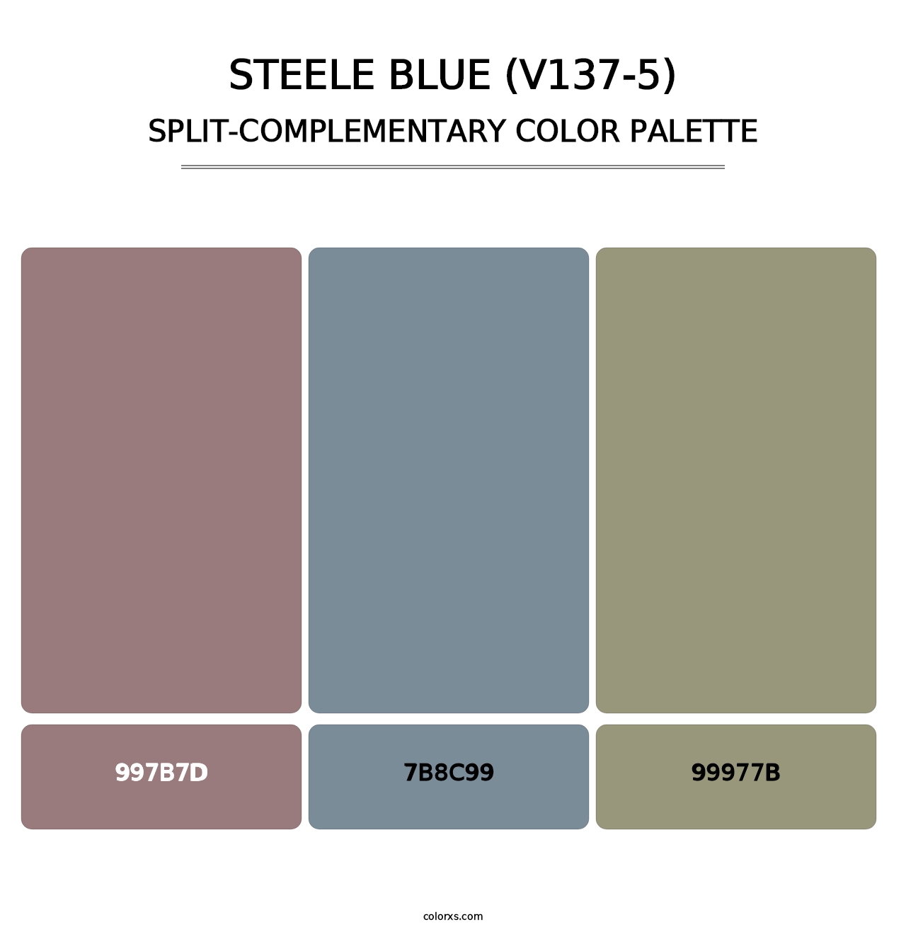 Steele Blue (V137-5) - Split-Complementary Color Palette
