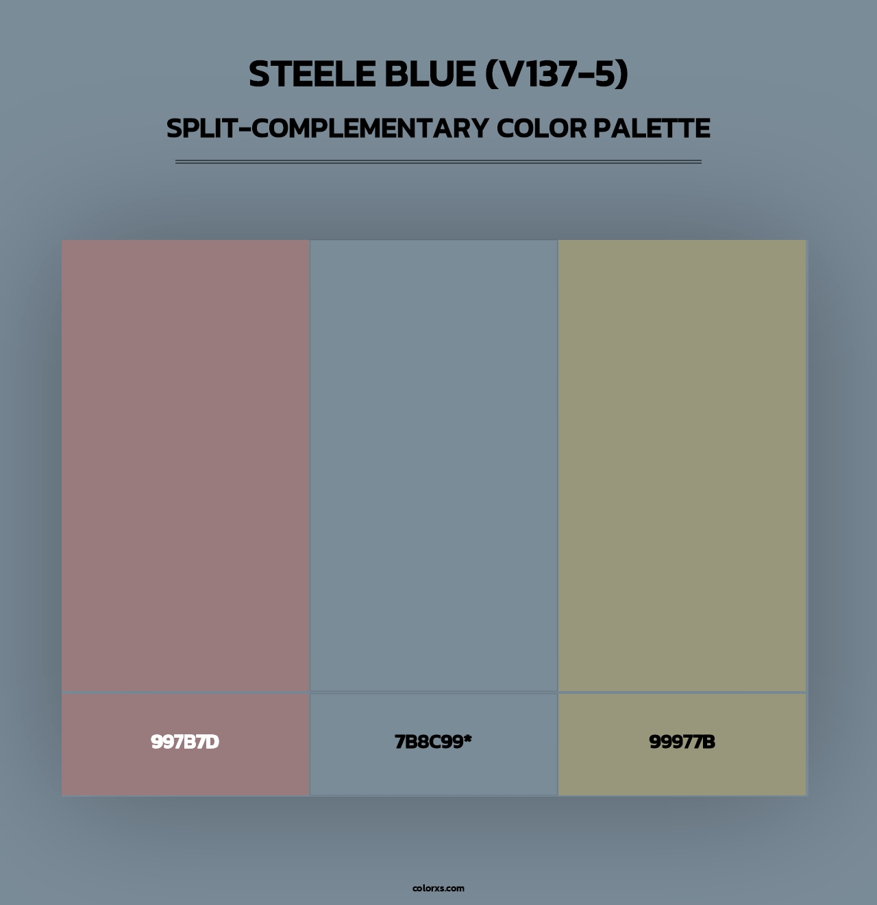 Steele Blue (V137-5) - Split-Complementary Color Palette