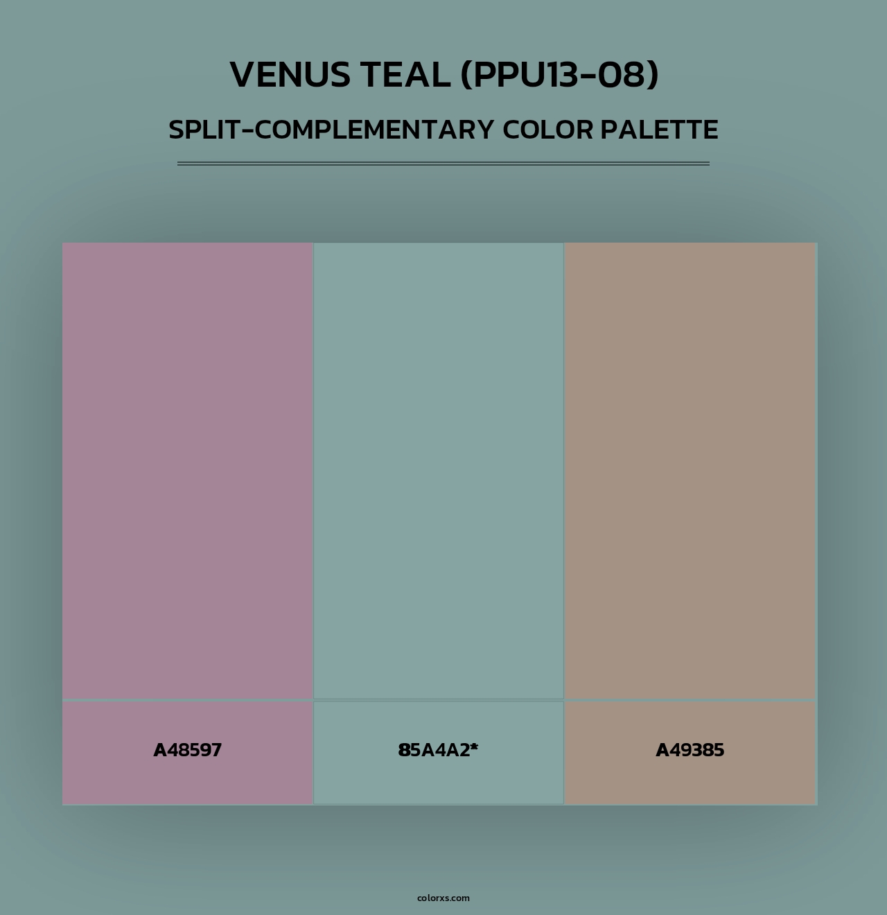 Venus Teal (PPU13-08) - Split-Complementary Color Palette