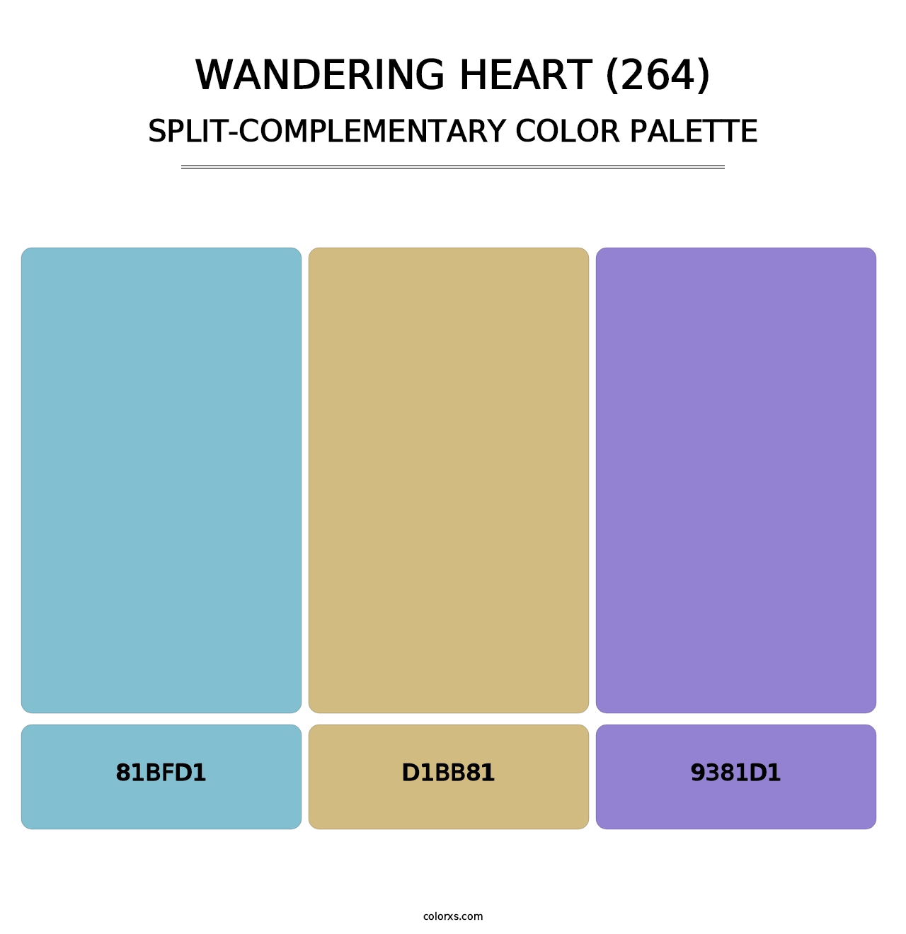 Wandering Heart (264) - Split-Complementary Color Palette