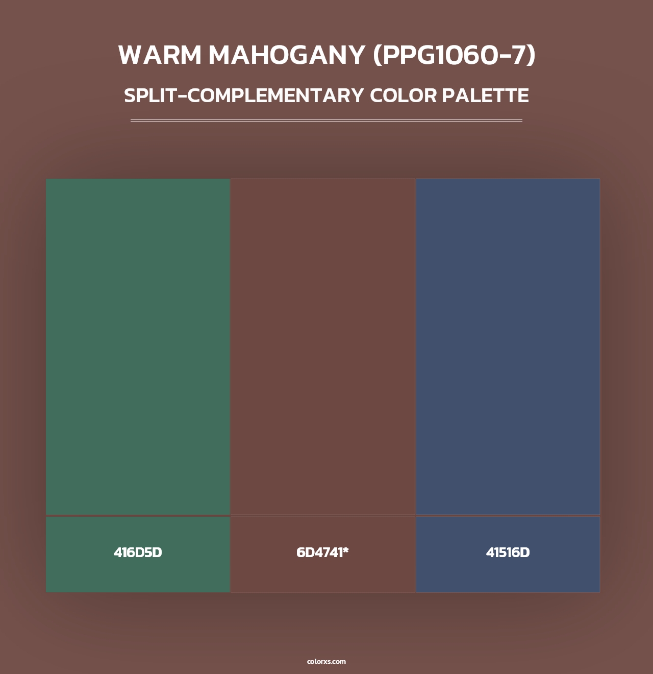 Warm Mahogany (PPG1060-7) - Split-Complementary Color Palette