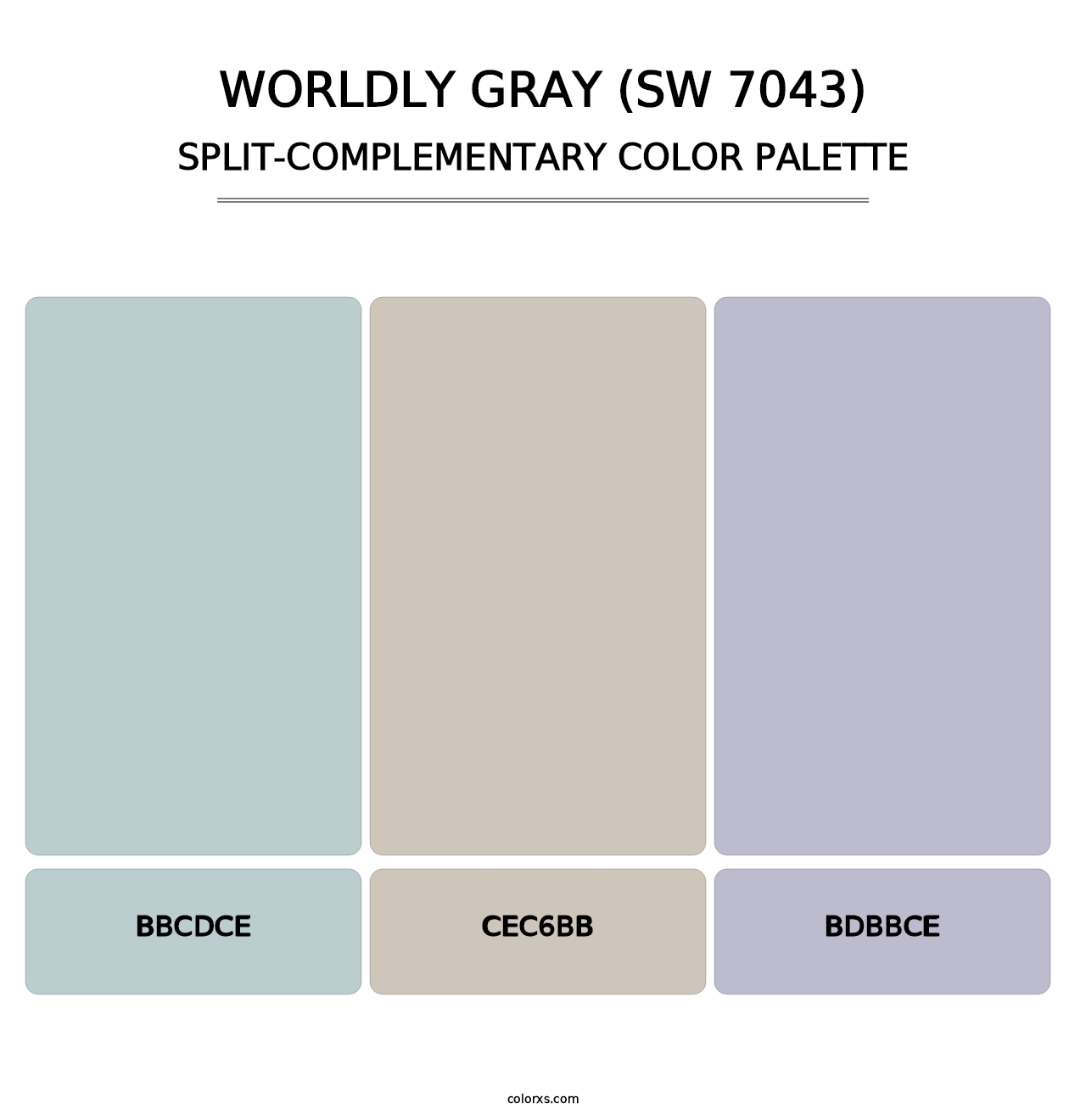 Worldly Gray (SW 7043) - Split-Complementary Color Palette