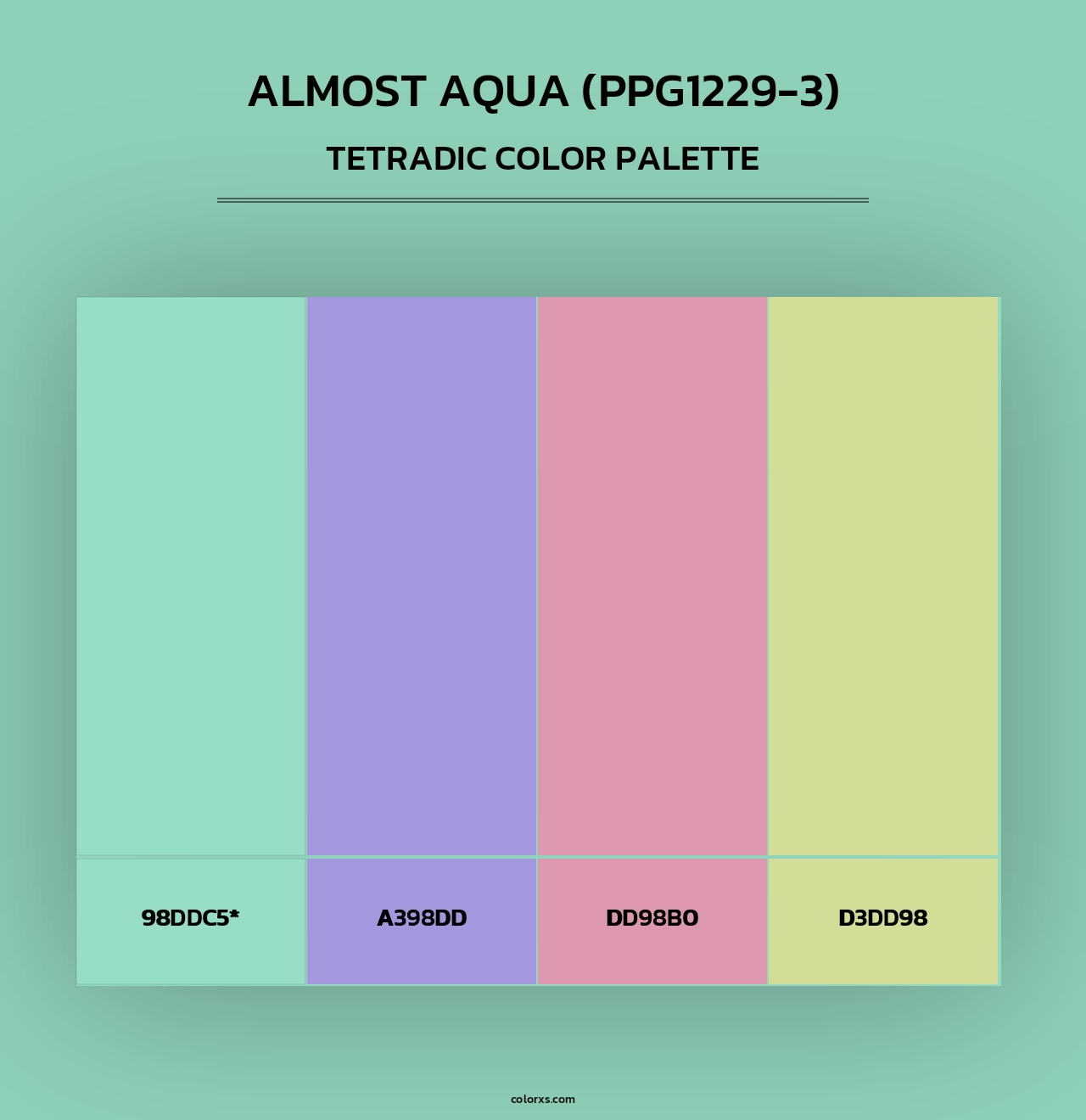 Almost Aqua (PPG1229-3) - Tetradic Color Palette