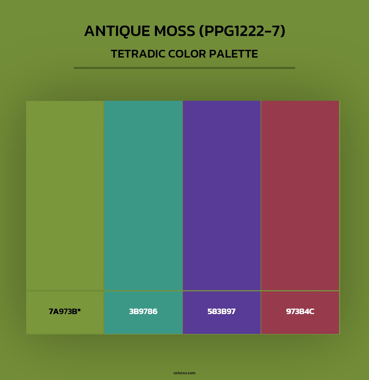 Antique Moss (PPG1222-7) - Tetradic Color Palette