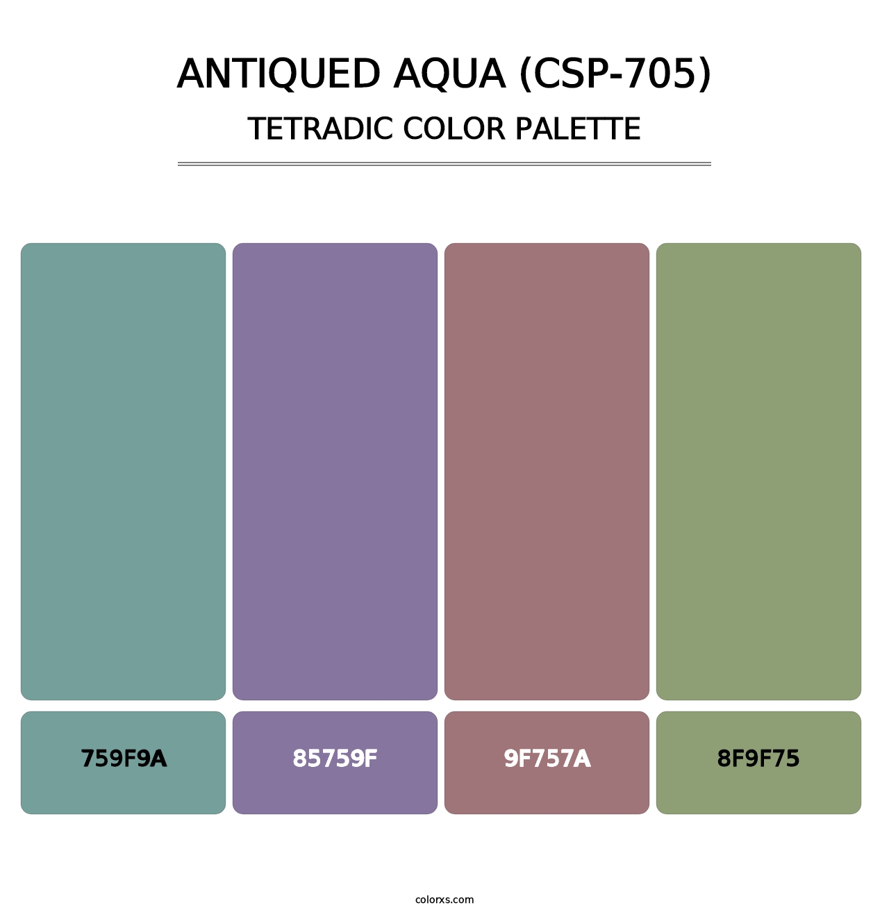 Antiqued Aqua (CSP-705) - Tetradic Color Palette