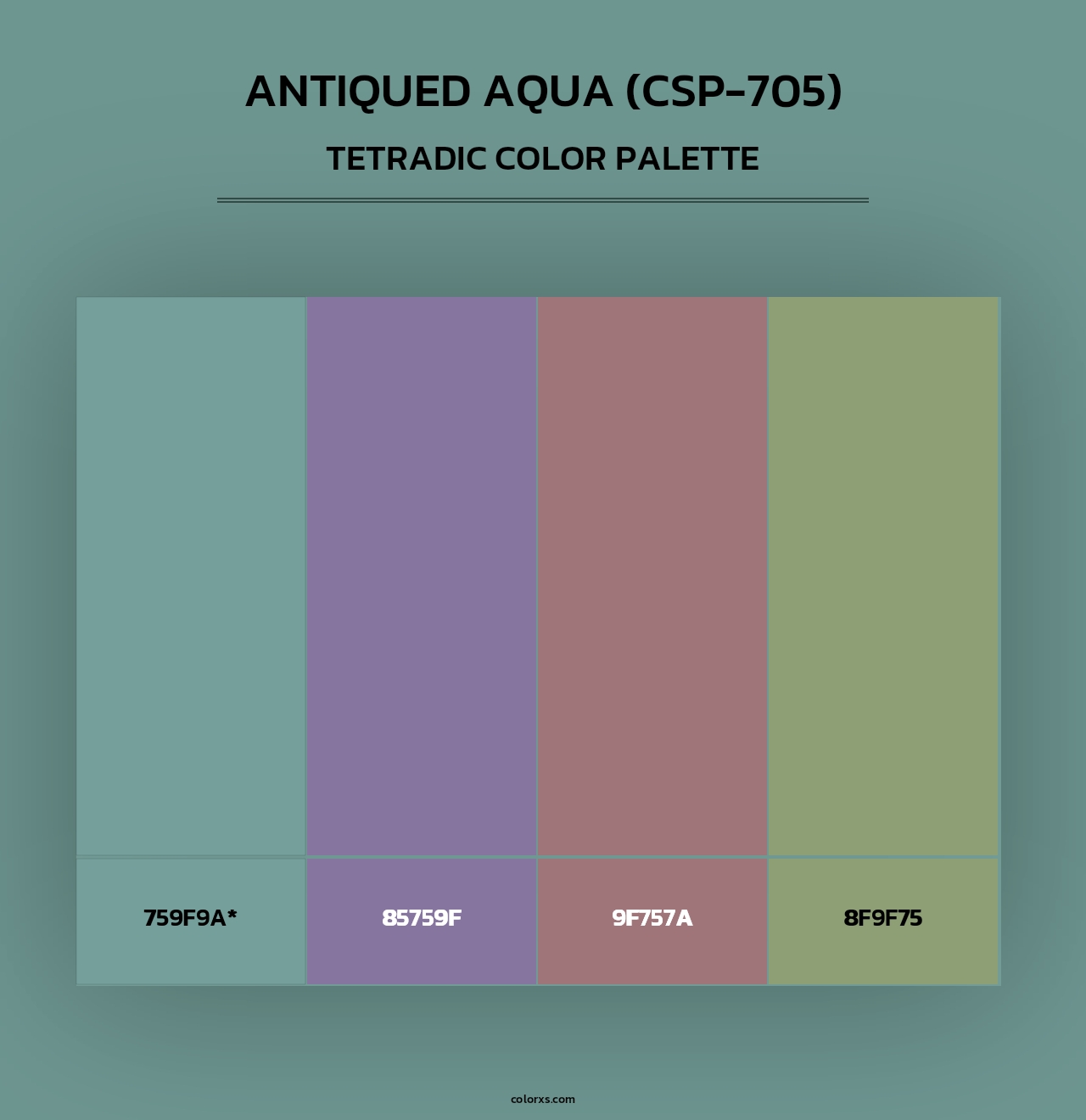 Antiqued Aqua (CSP-705) - Tetradic Color Palette