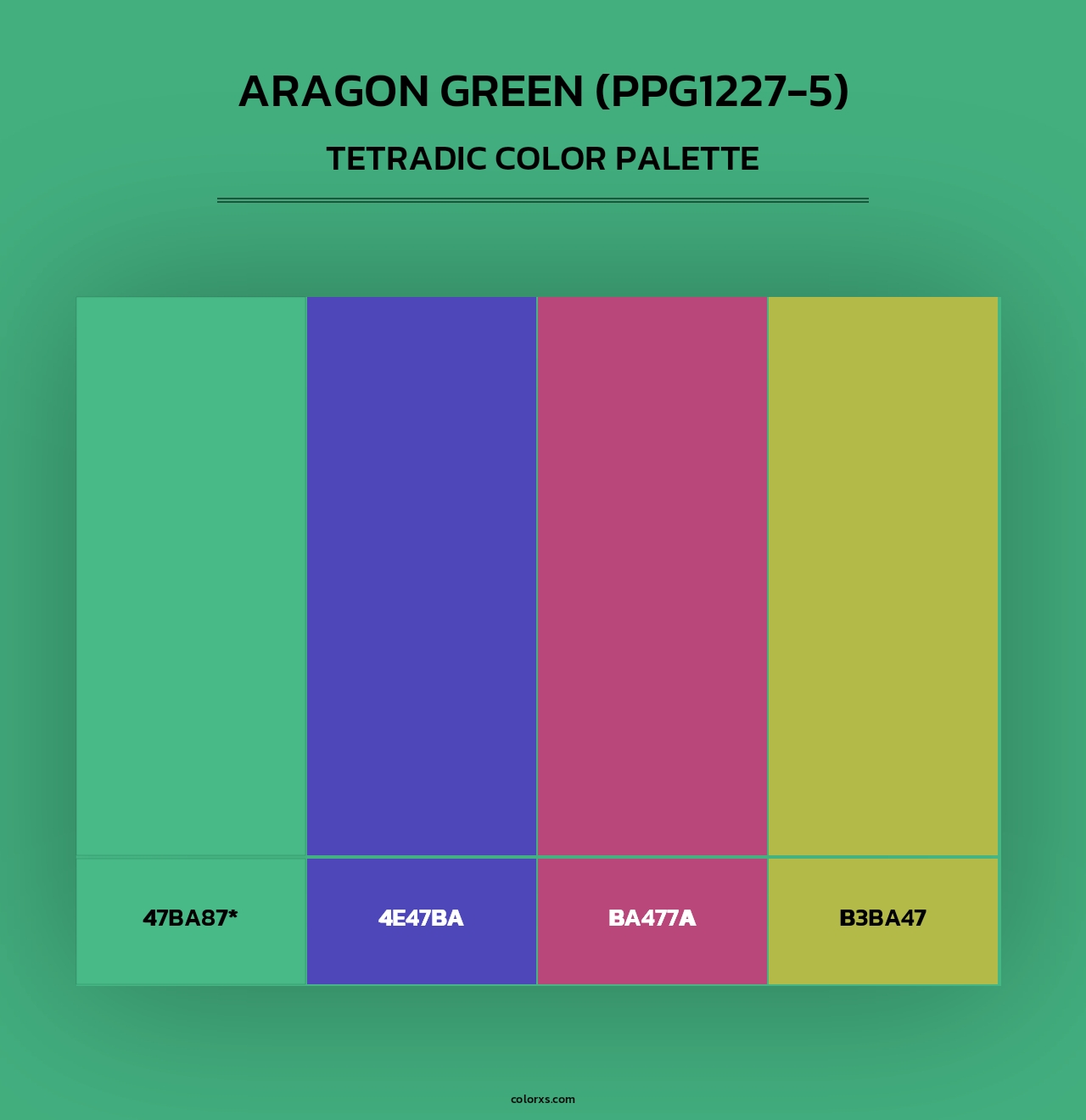 Aragon Green (PPG1227-5) - Tetradic Color Palette