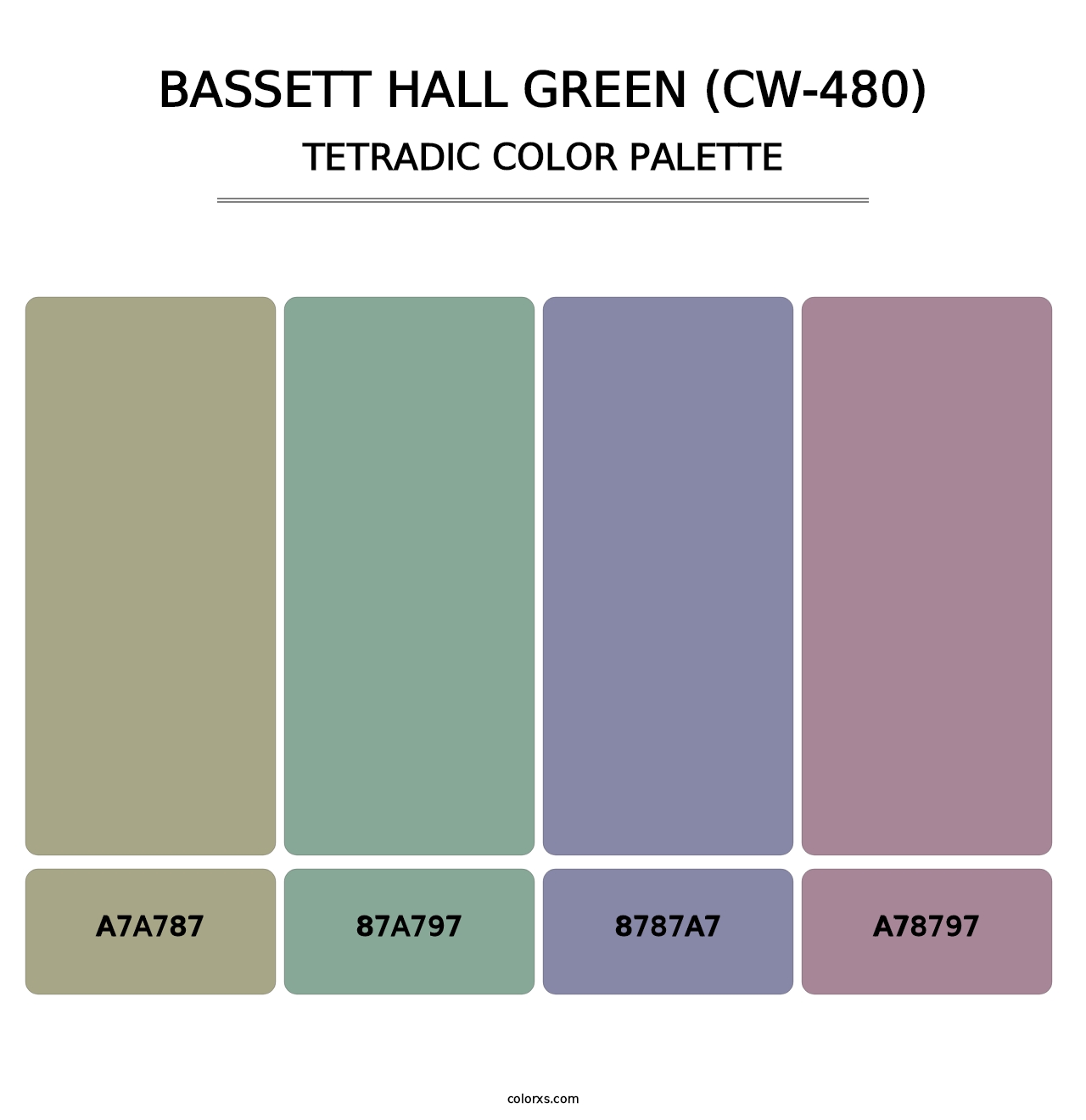 Bassett Hall Green (CW-480) - Tetradic Color Palette