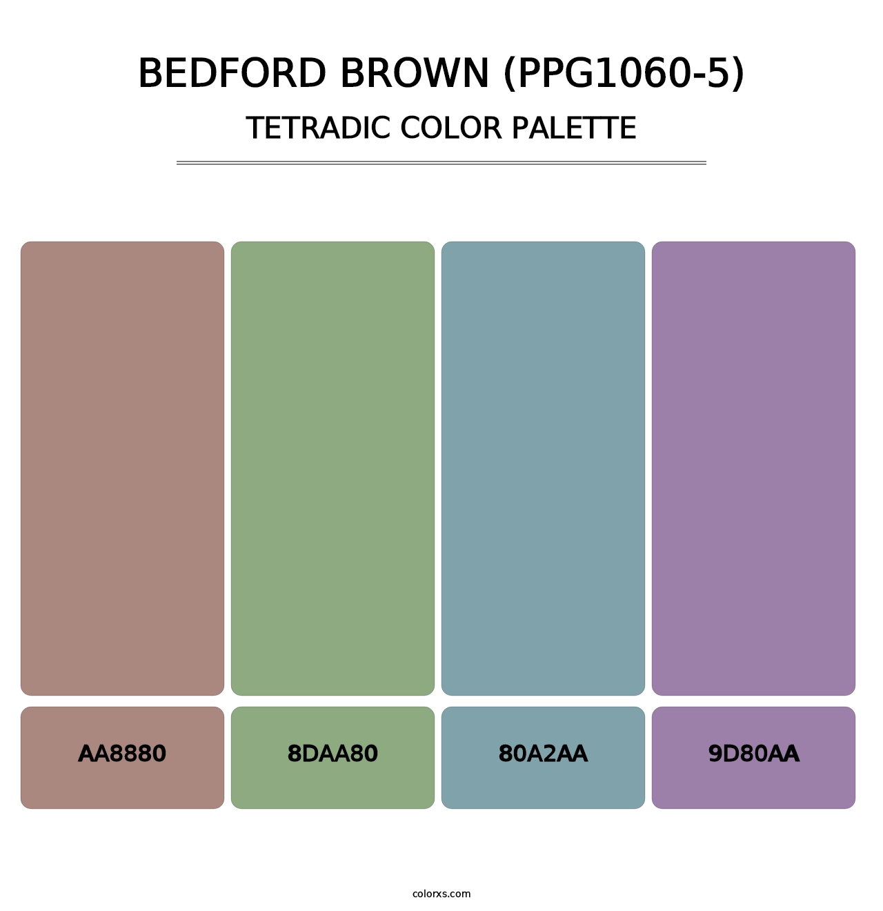 Bedford Brown (PPG1060-5) - Tetradic Color Palette