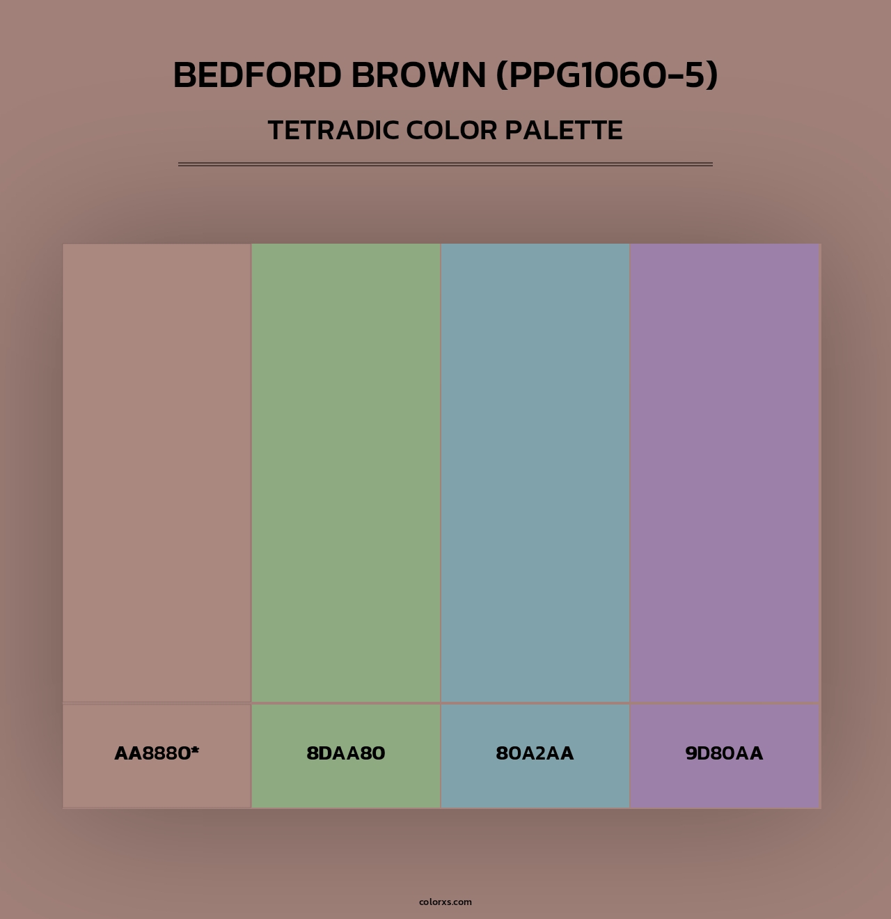 Bedford Brown (PPG1060-5) - Tetradic Color Palette