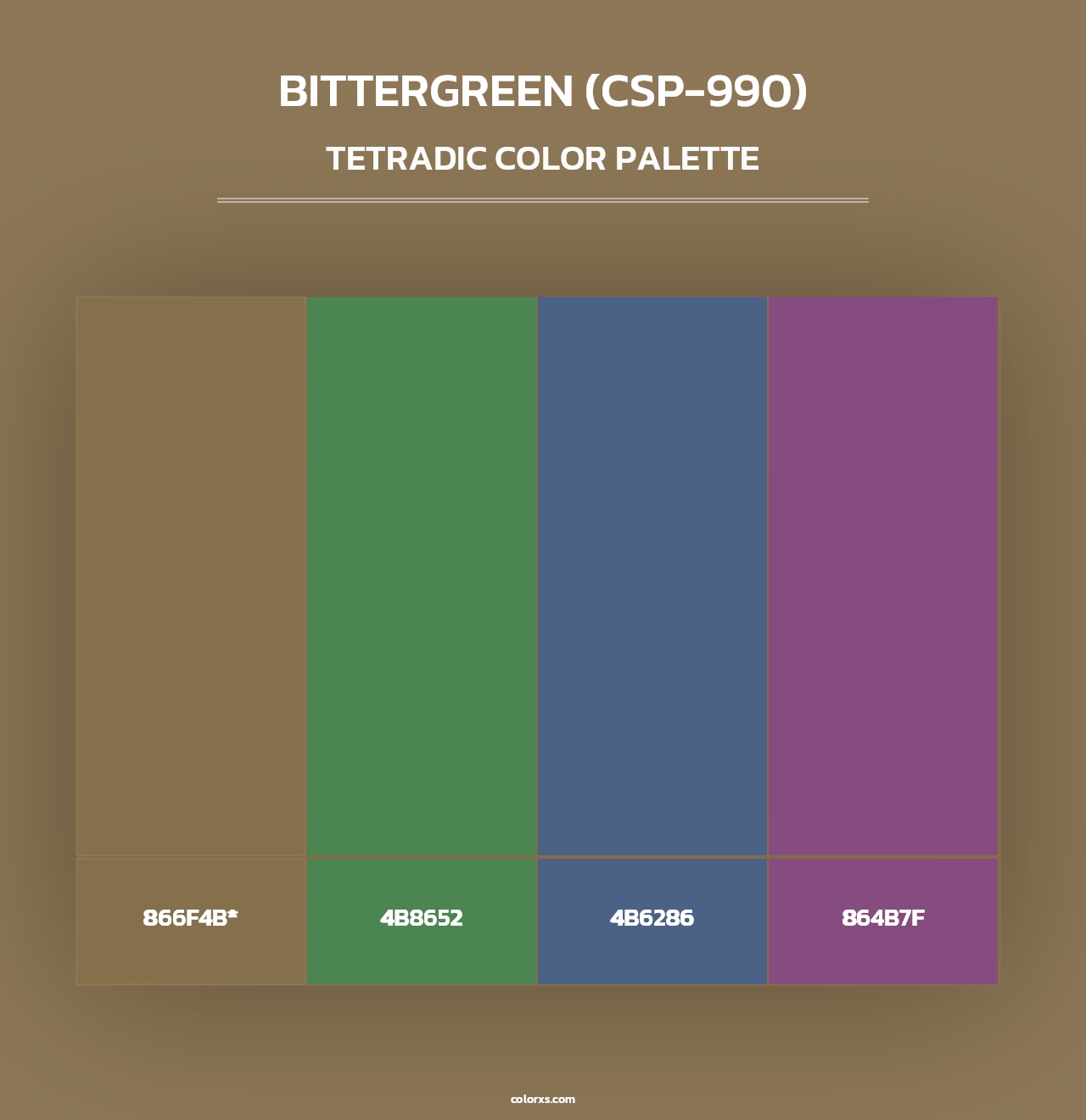 Bittergreen (CSP-990) - Tetradic Color Palette