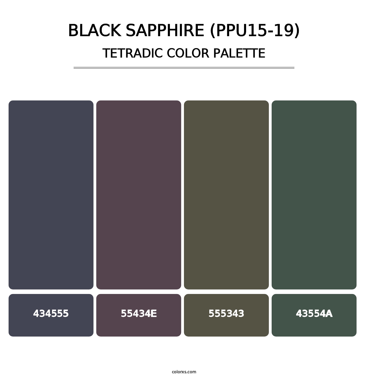 Black Sapphire (PPU15-19) - Tetradic Color Palette