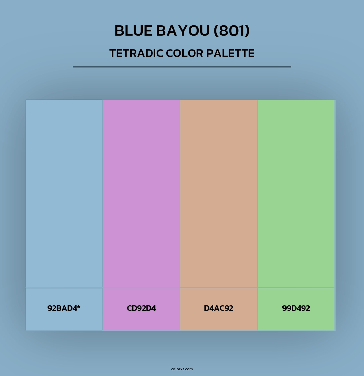 Blue Bayou (801) - Tetradic Color Palette