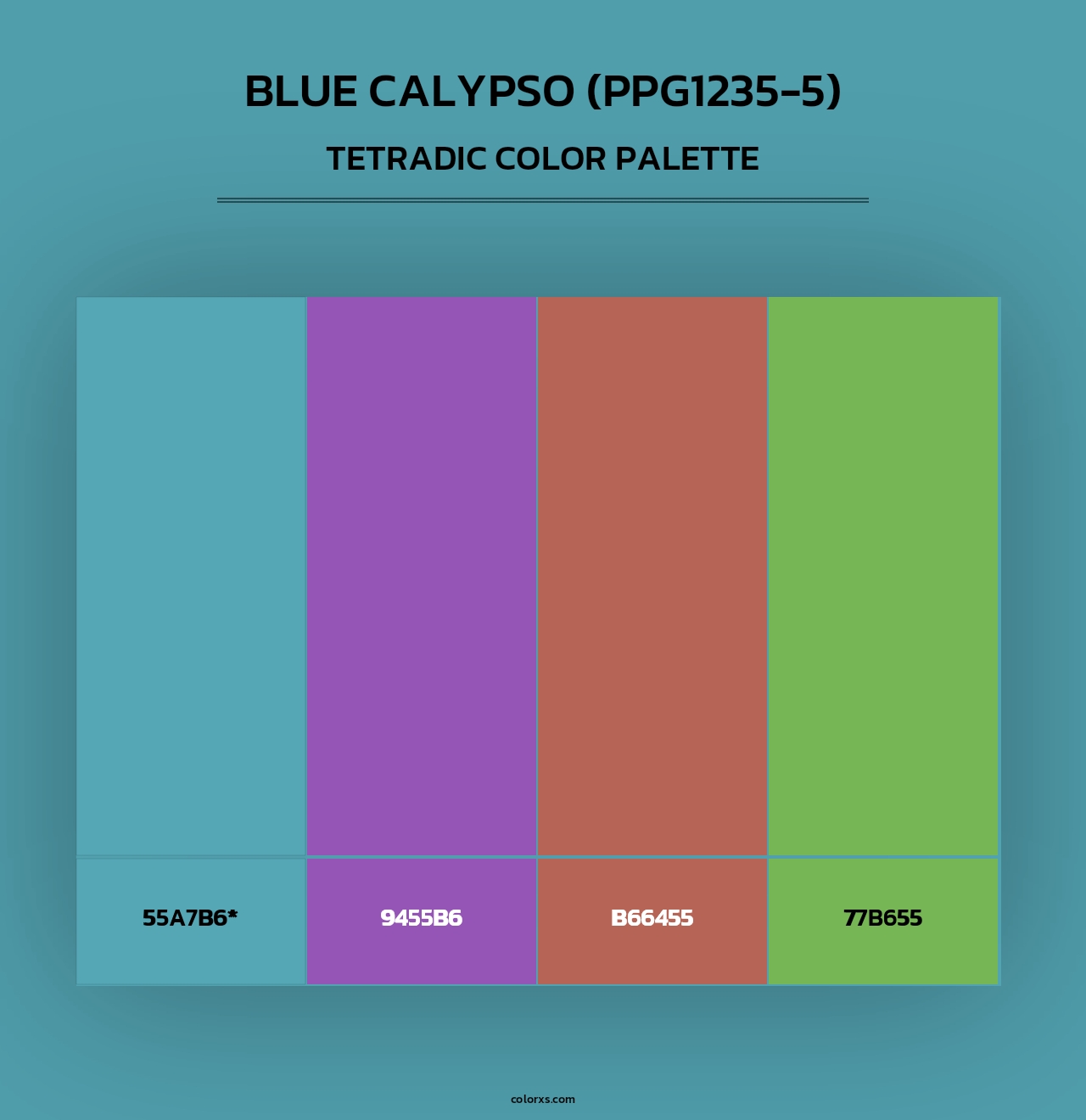 Blue Calypso (PPG1235-5) - Tetradic Color Palette