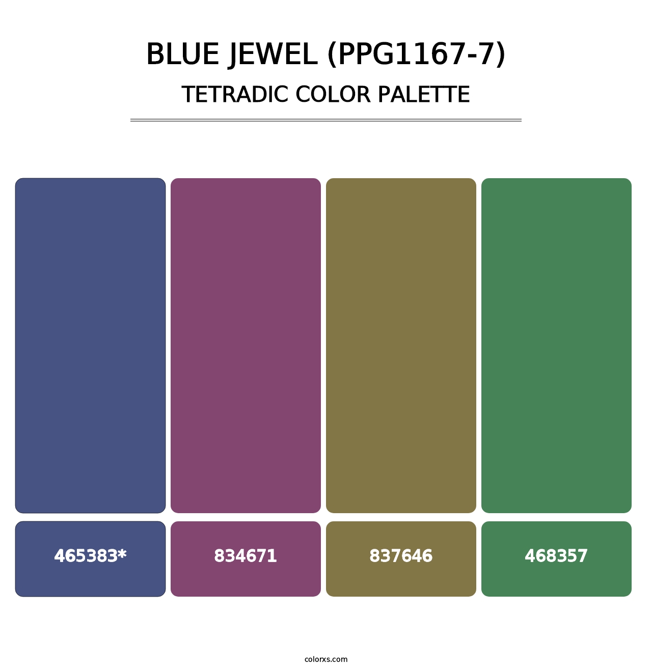 Blue Jewel (PPG1167-7) - Tetradic Color Palette