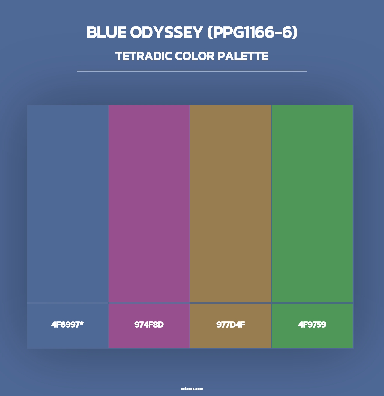 Blue Odyssey (PPG1166-6) - Tetradic Color Palette