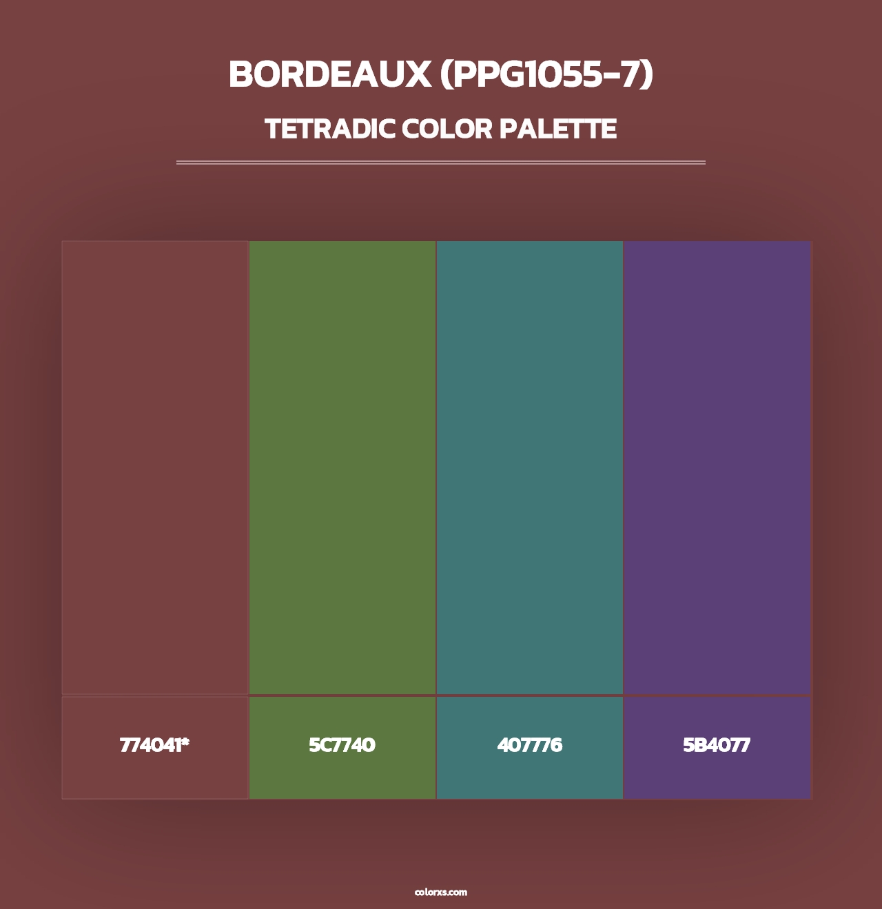 Bordeaux (PPG1055-7) - Tetradic Color Palette