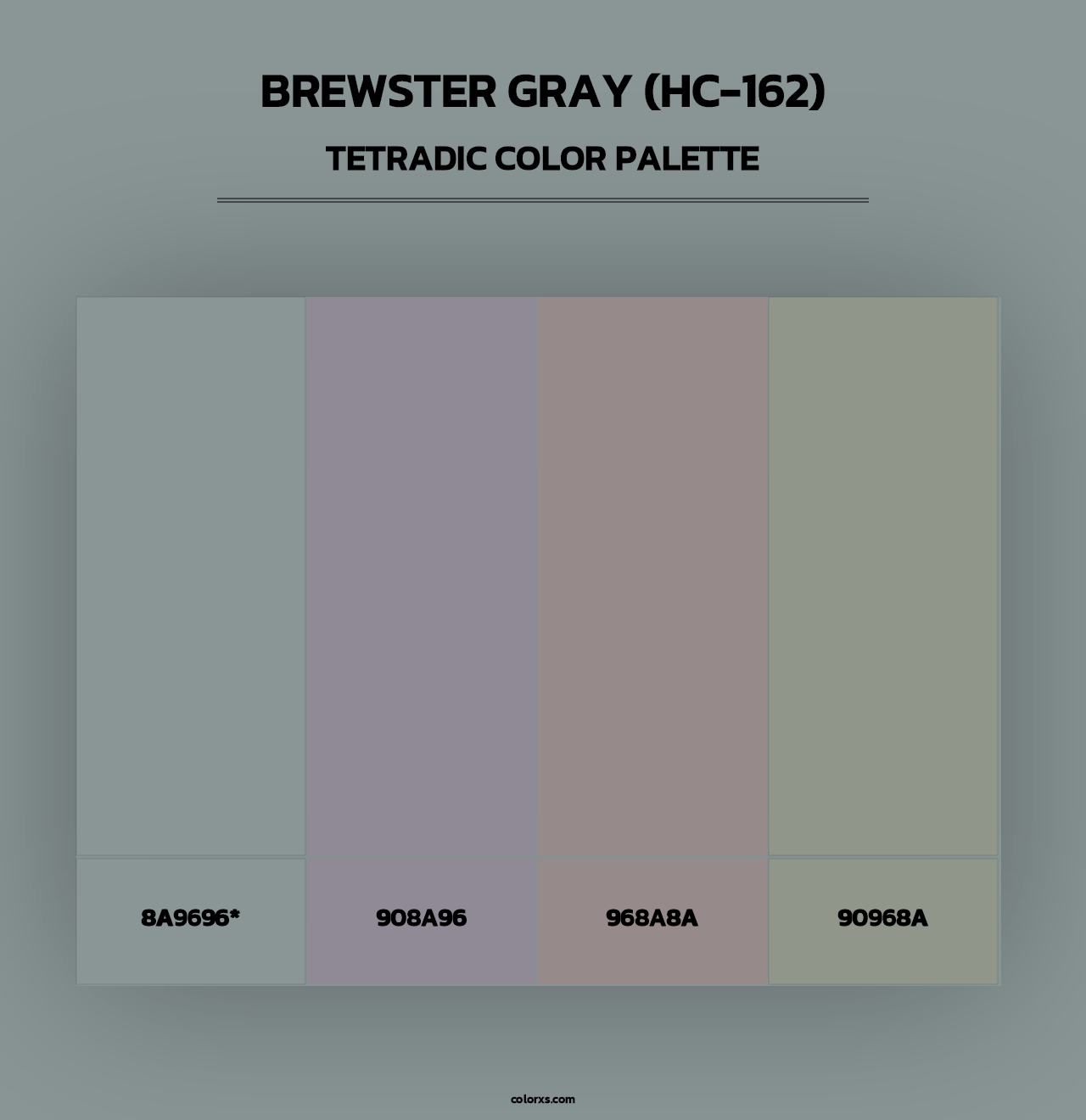 Brewster Gray (HC-162) - Tetradic Color Palette