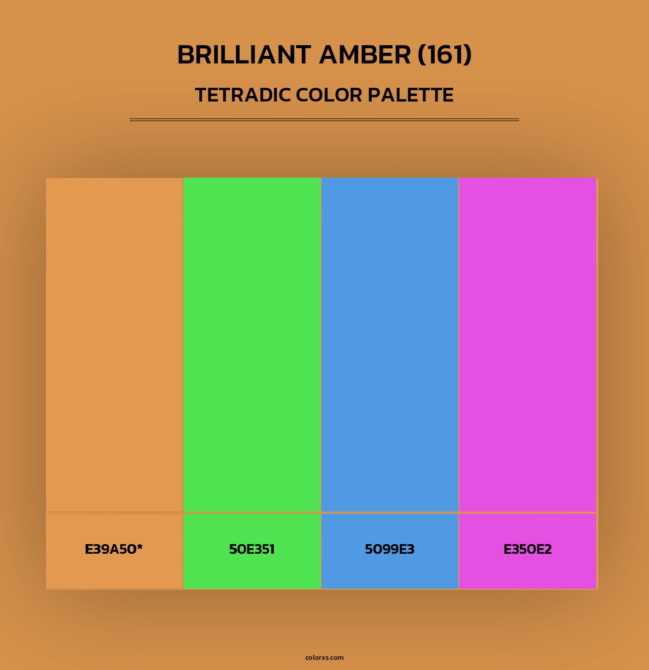 Brilliant Amber (161) - Tetradic Color Palette