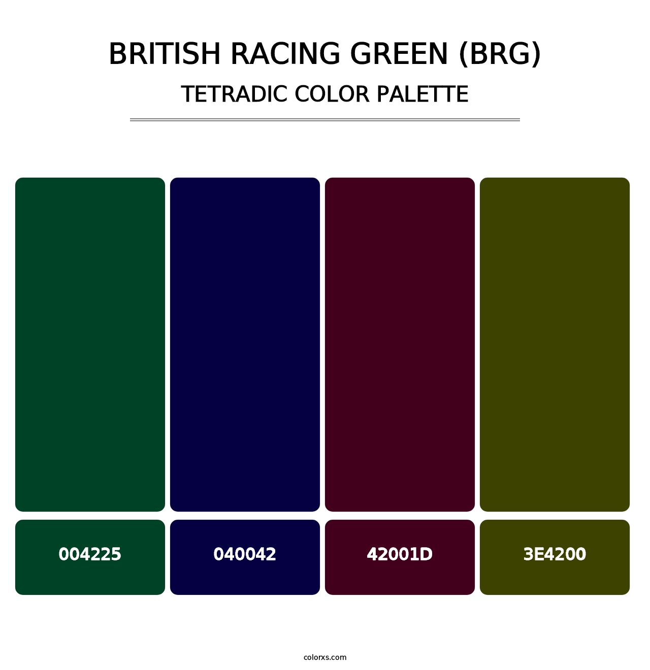 British Racing Green (BRG) - Tetradic Color Palette