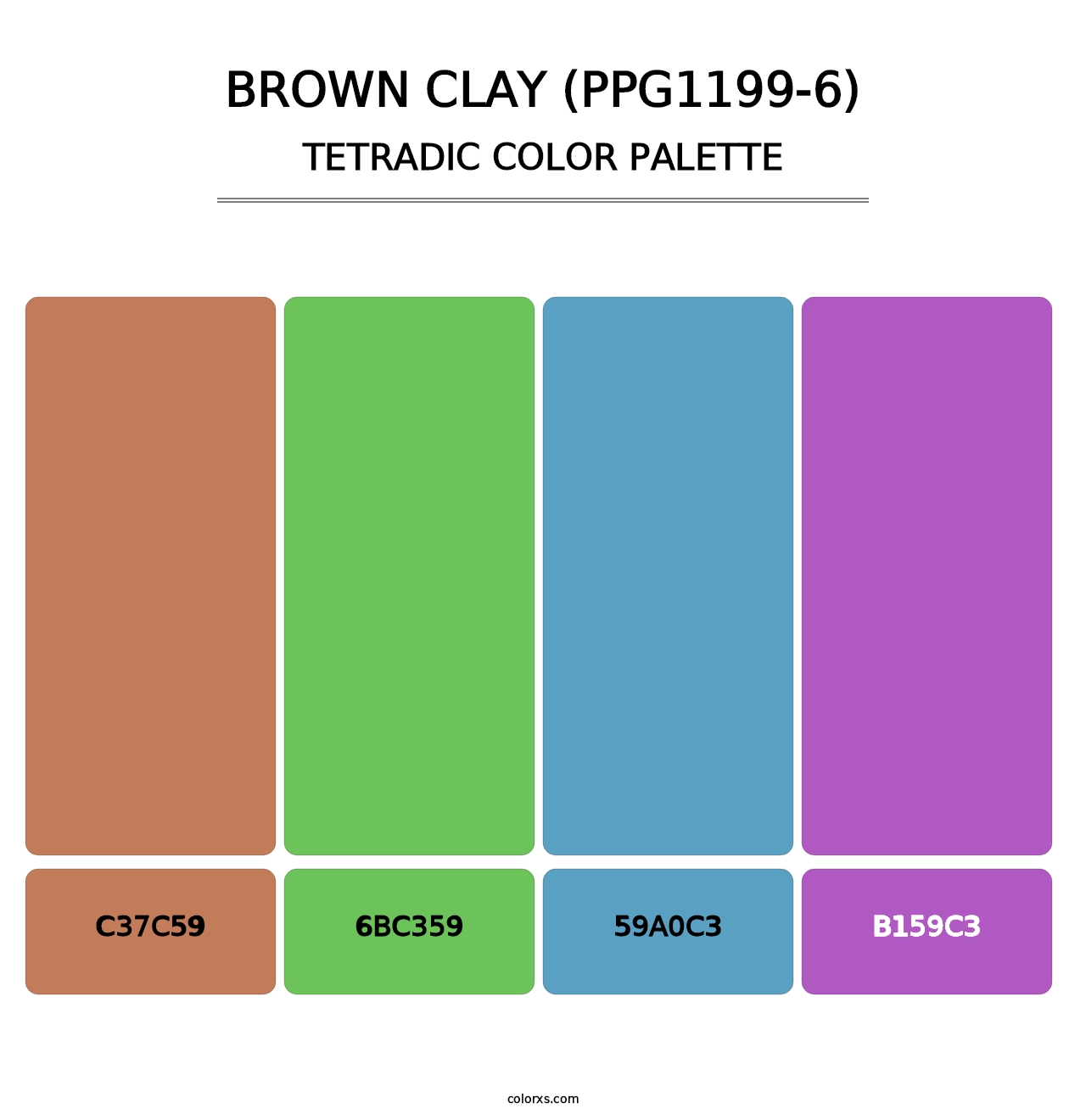 Brown Clay (PPG1199-6) - Tetradic Color Palette