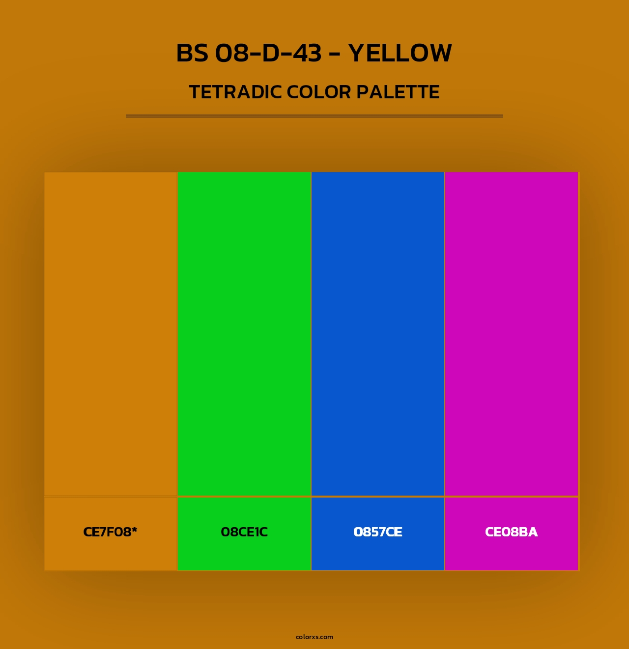 BS 08-D-43 - Yellow - Tetradic Color Palette