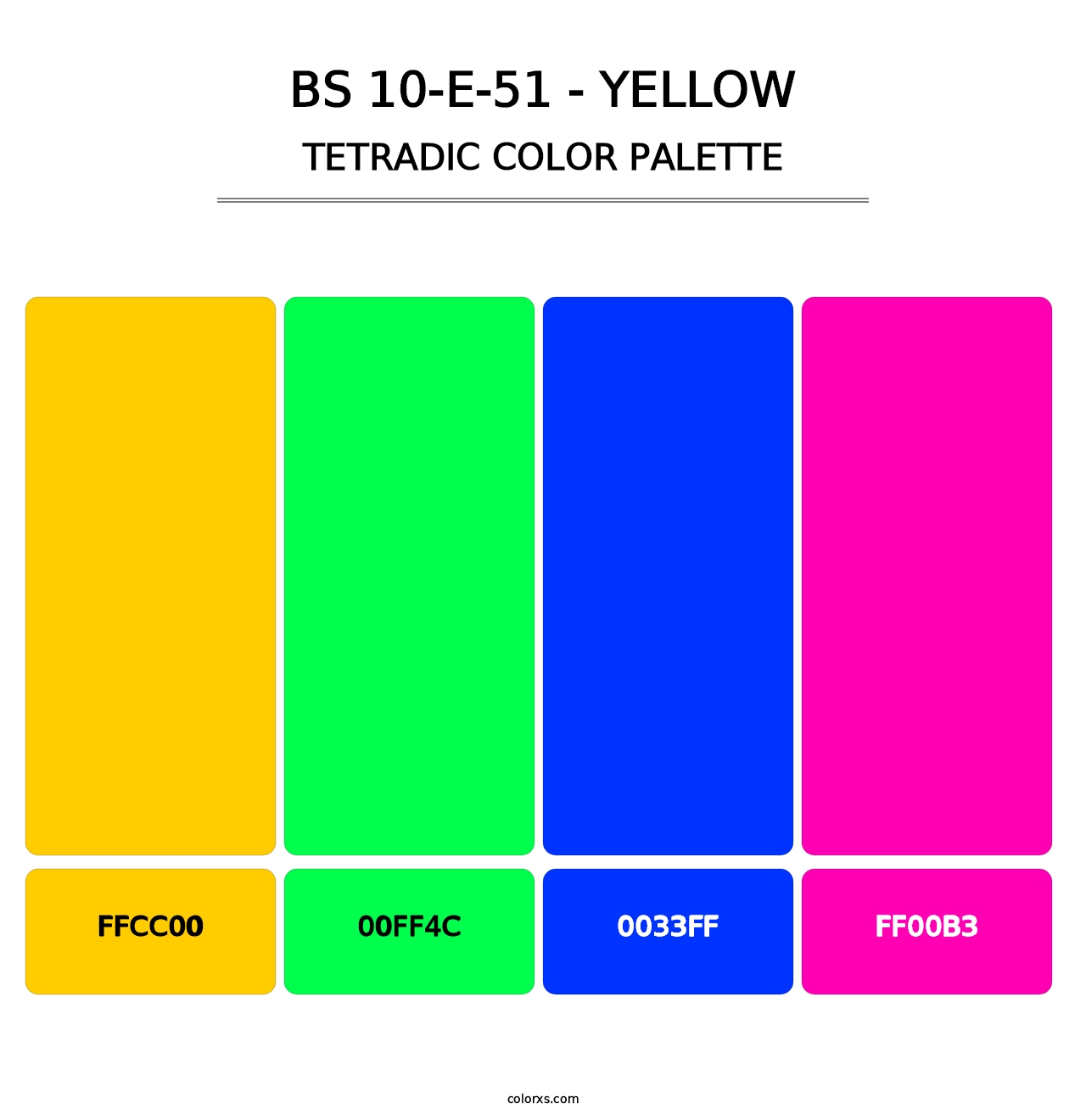 BS 10-E-51 - Yellow - Tetradic Color Palette