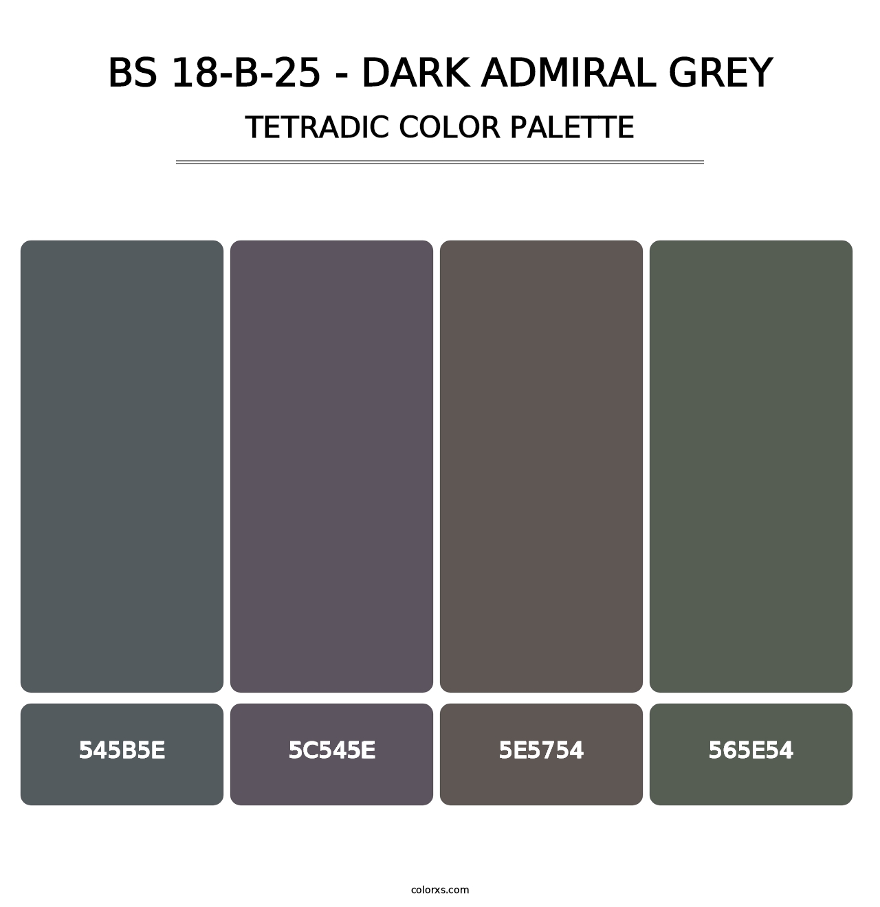 BS 18-B-25 - Dark Admiral Grey - Tetradic Color Palette