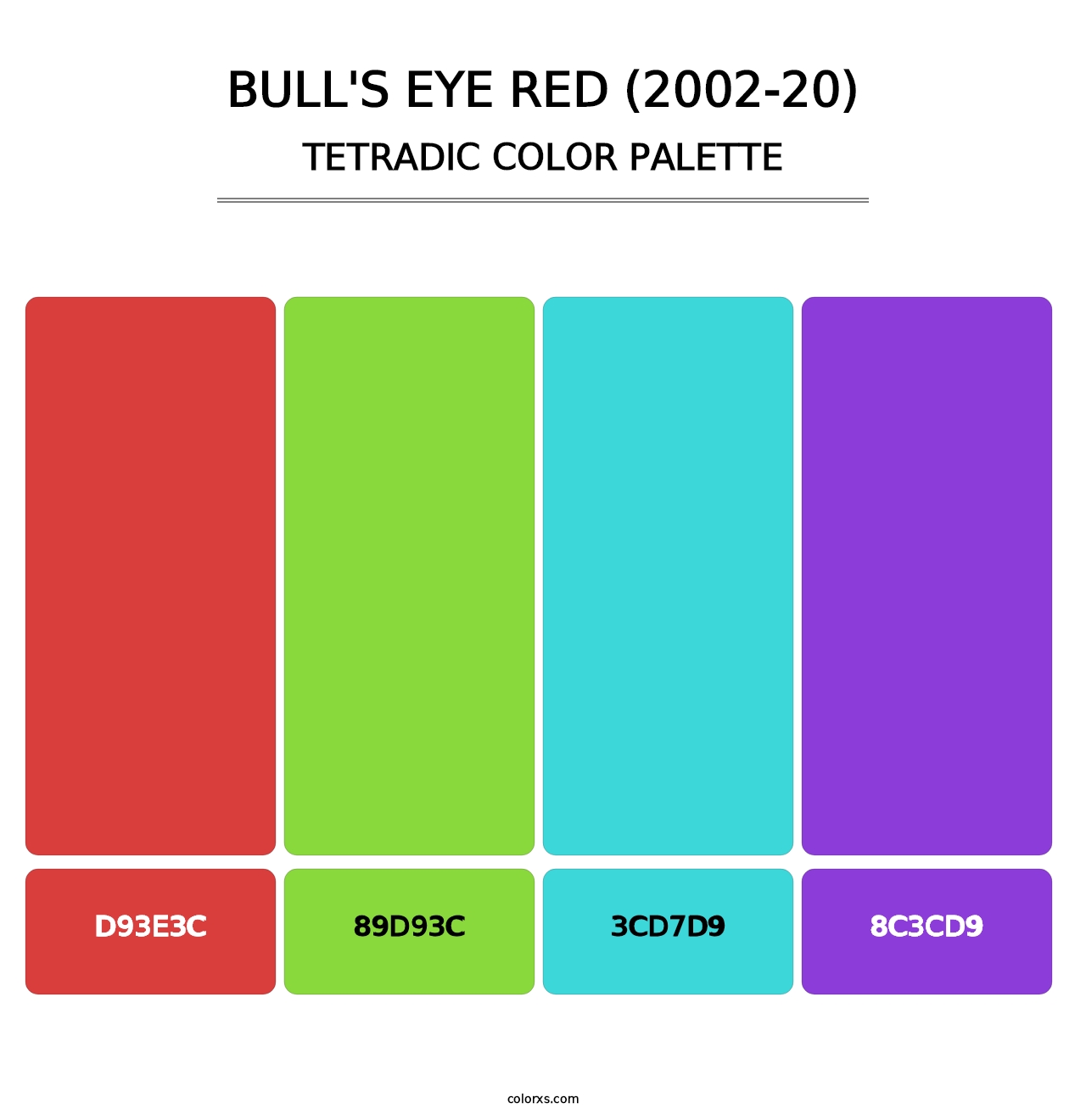 Bull's Eye Red (2002-20) - Tetradic Color Palette