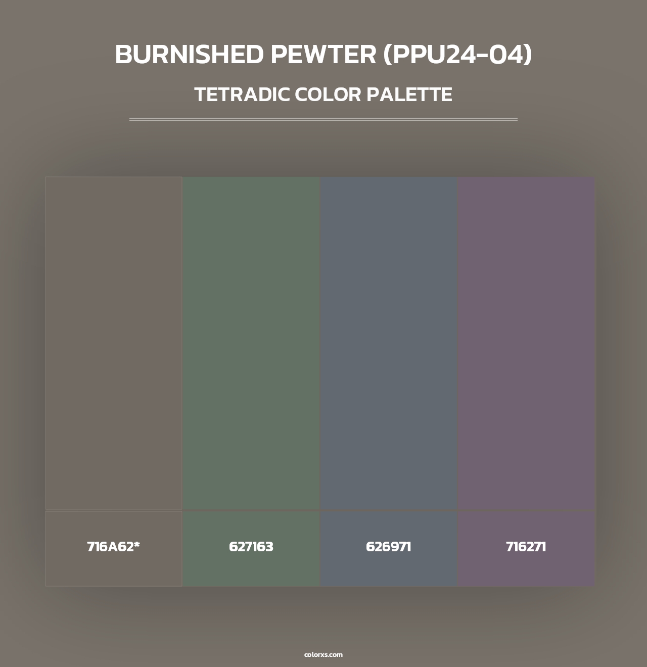 Burnished Pewter (PPU24-04) - Tetradic Color Palette
