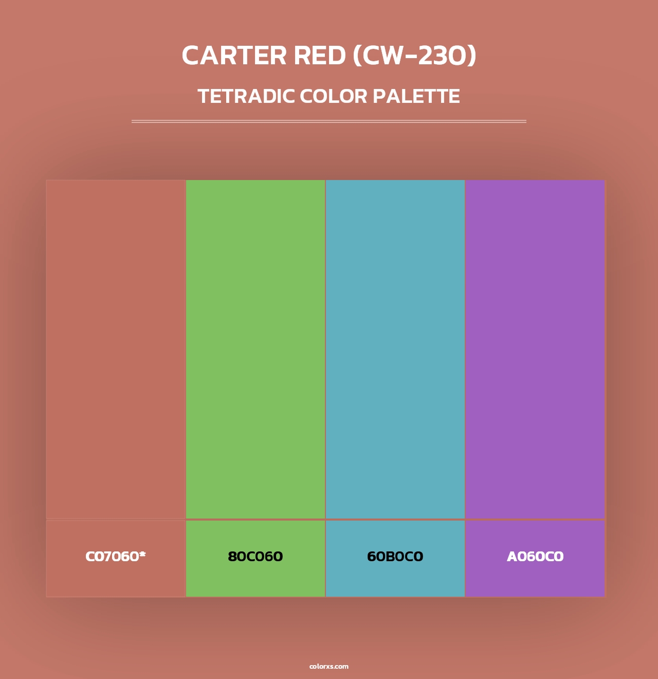 Carter Red (CW-230) - Tetradic Color Palette
