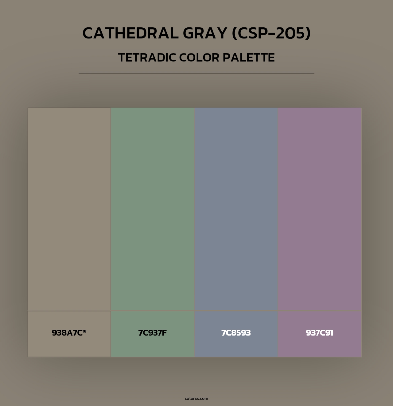 Cathedral Gray (CSP-205) - Tetradic Color Palette