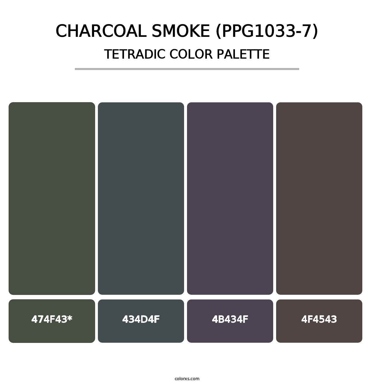 Charcoal Smoke (PPG1033-7) - Tetradic Color Palette
