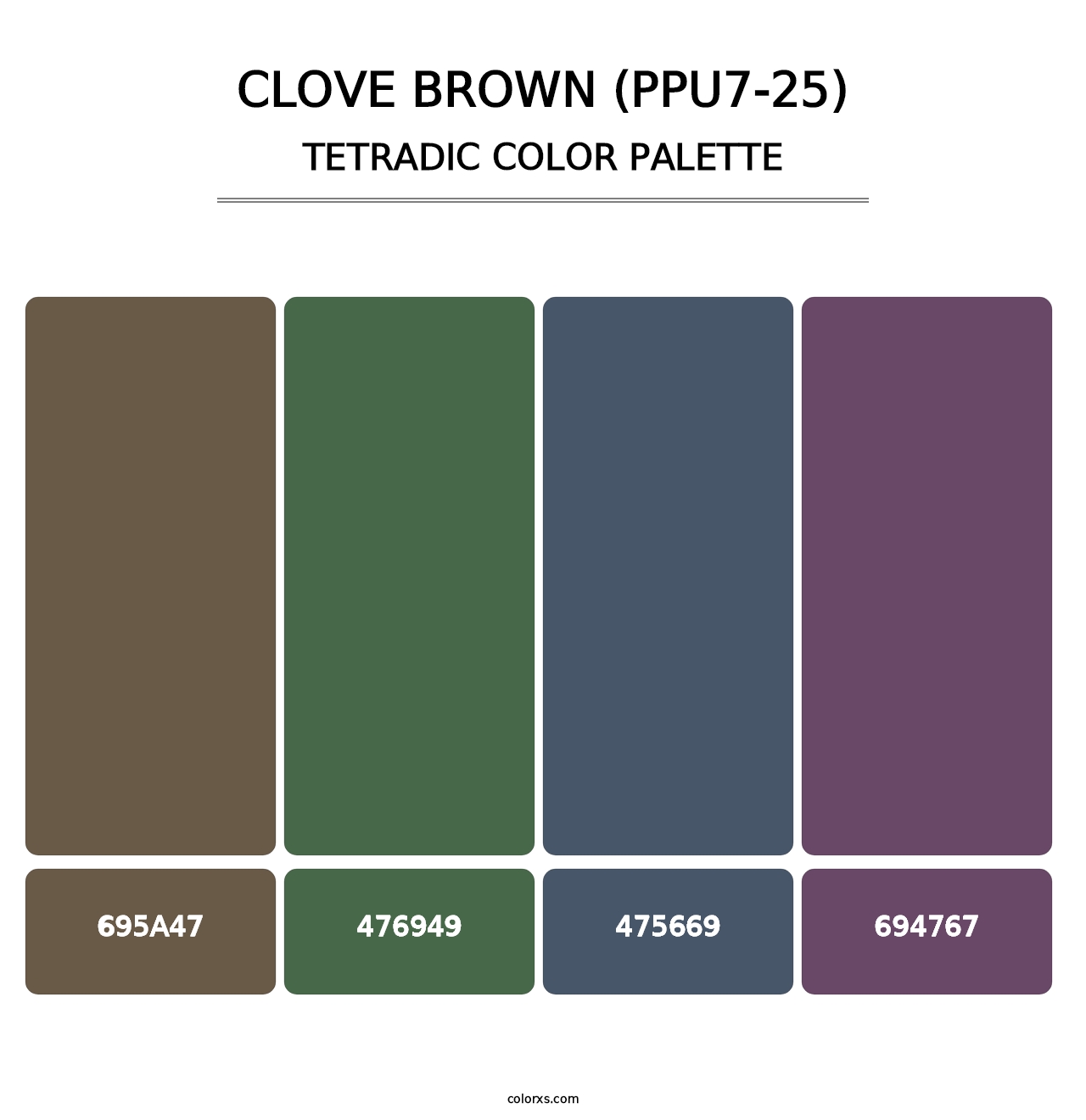 Clove Brown (PPU7-25) - Tetradic Color Palette