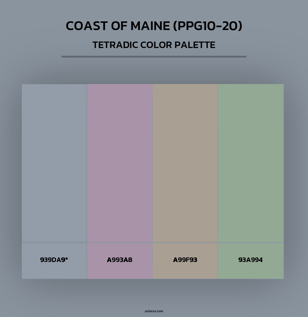 Coast Of Maine (PPG10-20) - Tetradic Color Palette