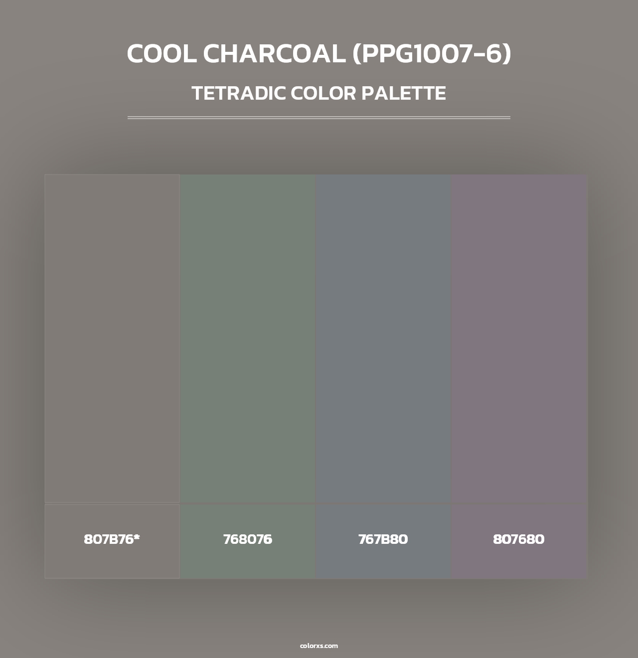 Cool Charcoal (PPG1007-6) - Tetradic Color Palette