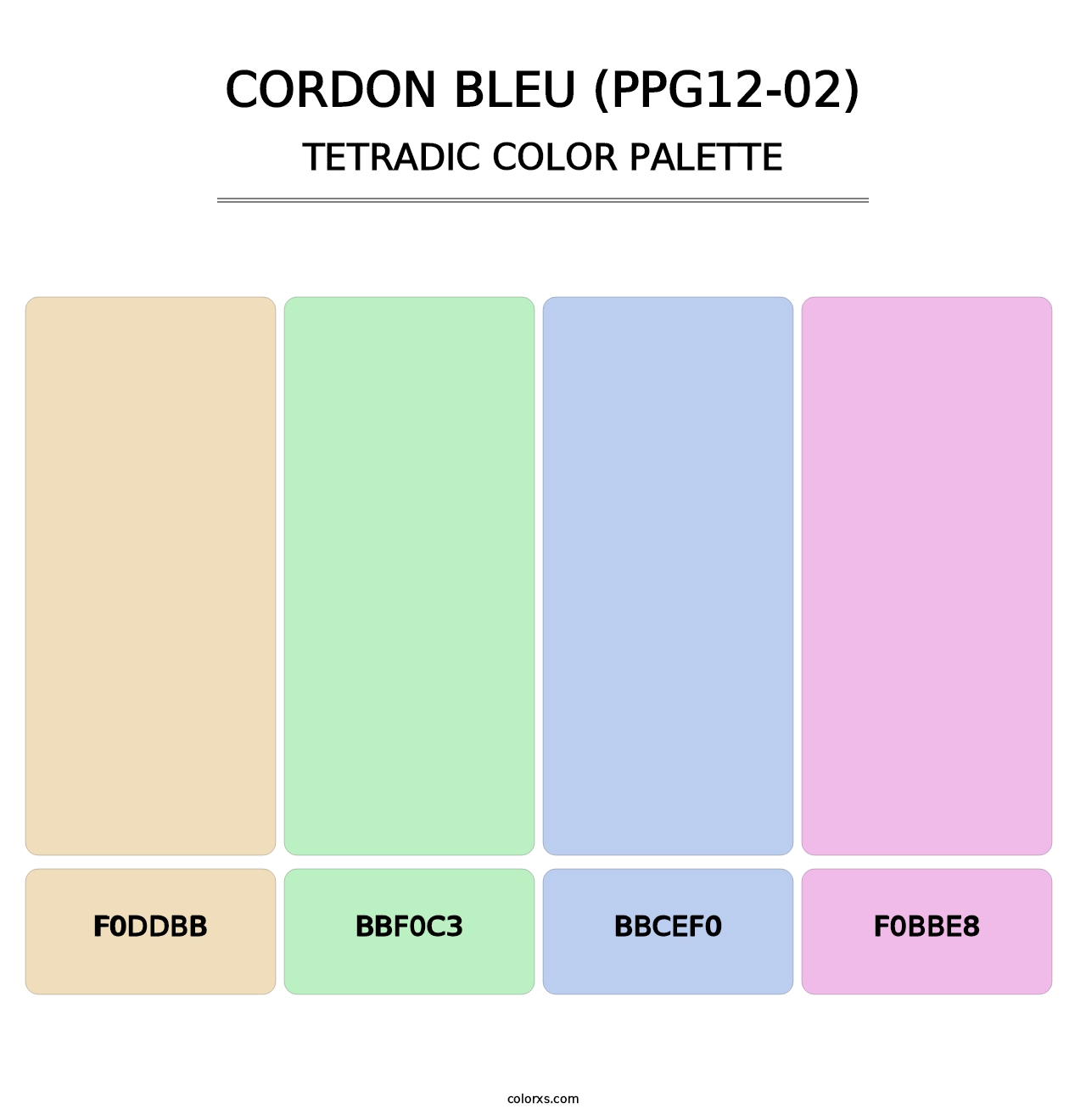 Cordon Bleu (PPG12-02) - Tetradic Color Palette